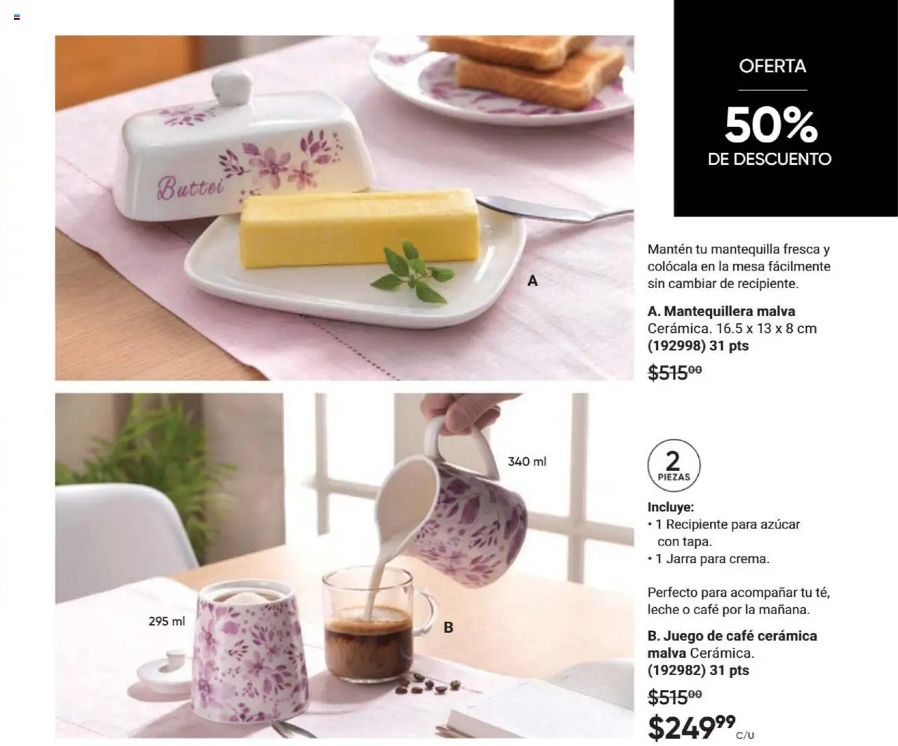 Nuevas ofertas de AVON válidas en toda la República Mexicana desde el 09.10.2025. ¡Encuentra las mejores ofertas en AVON - Casa & Estilo 16 2025! | Página: 13 | Productos: Mantequilla, Café, Mesa, Jarra