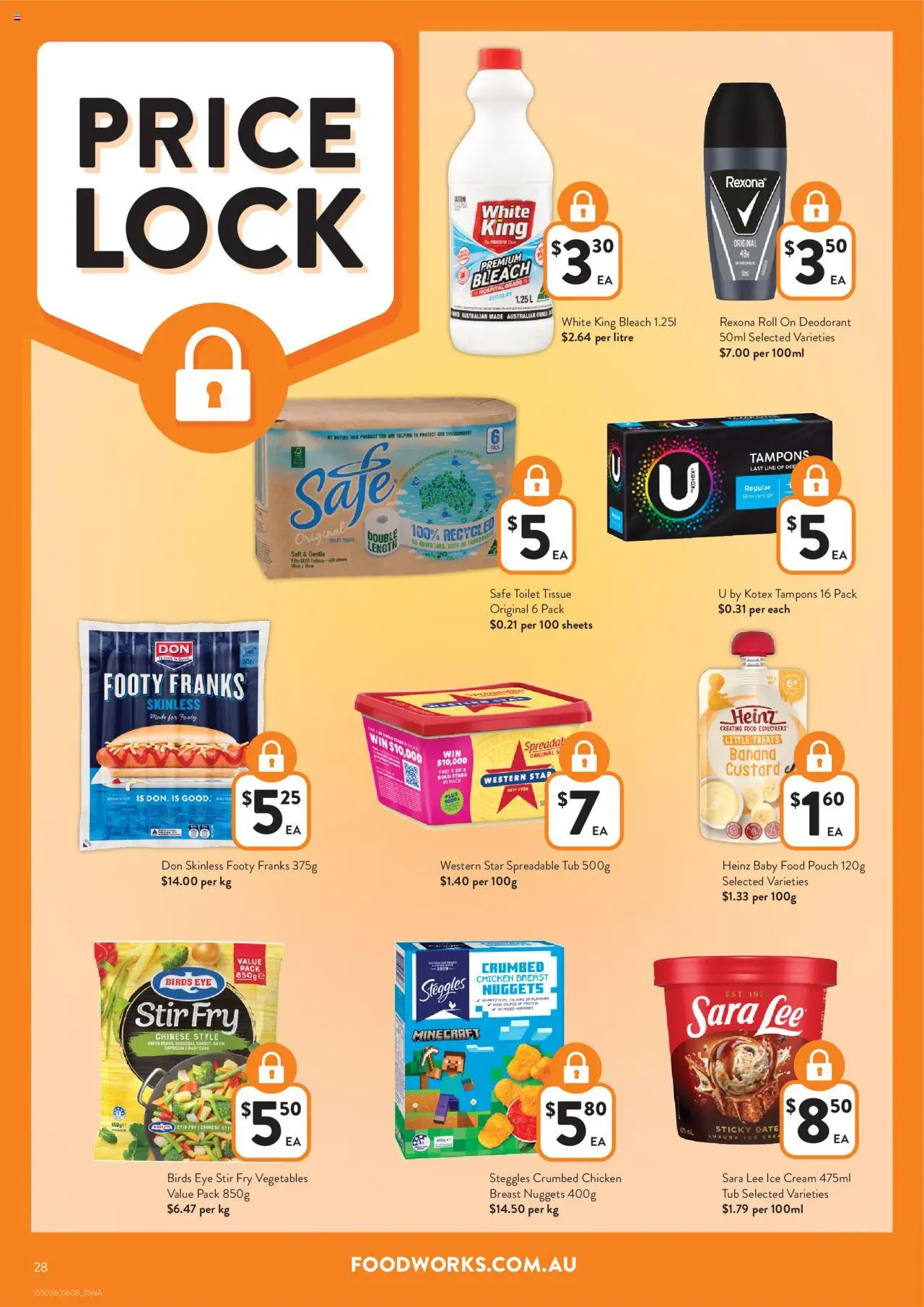 Foodworks catalogue - valid from 06.08.2025 | Page: 28 | Products: Chicken, Deodorant, Vegetables, Safe