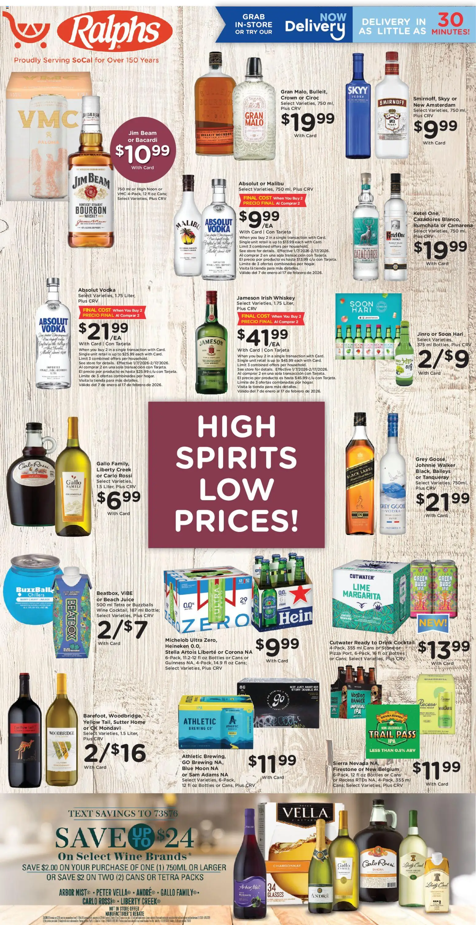 Ralphs Adult Beverage - valid from 07.01.2026 | Page: 1 | Products: Pizza, Bourbon, Whiskey, Glasses