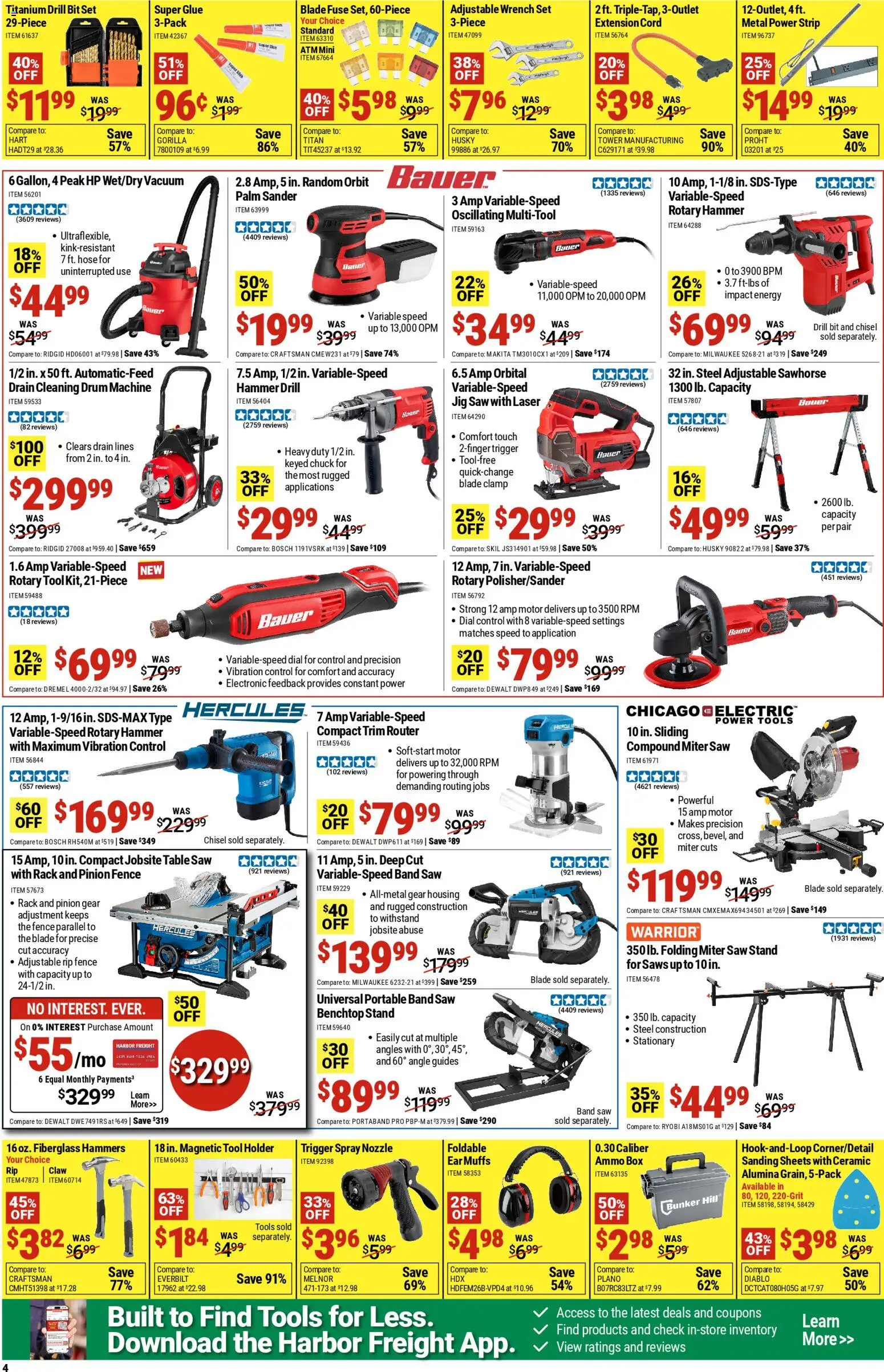 Harbor Freight Black Friday - valid from 06.04.2026 | Page: 4 | Products: Saw, Sander, Vacuum, Hammer