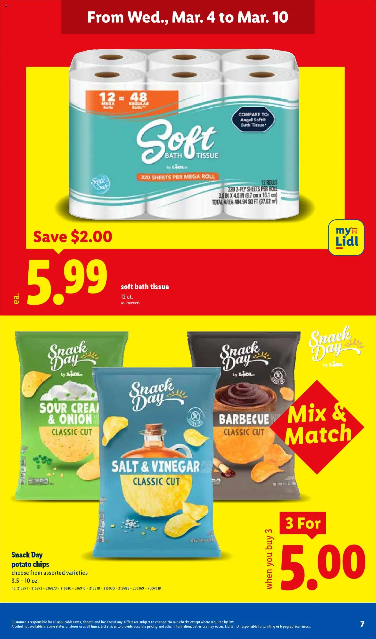 Lidl Weekly Ad - valid from 04.03.2026 | Page: 7 | Products: Vinegar, Chips, Salt, Bag