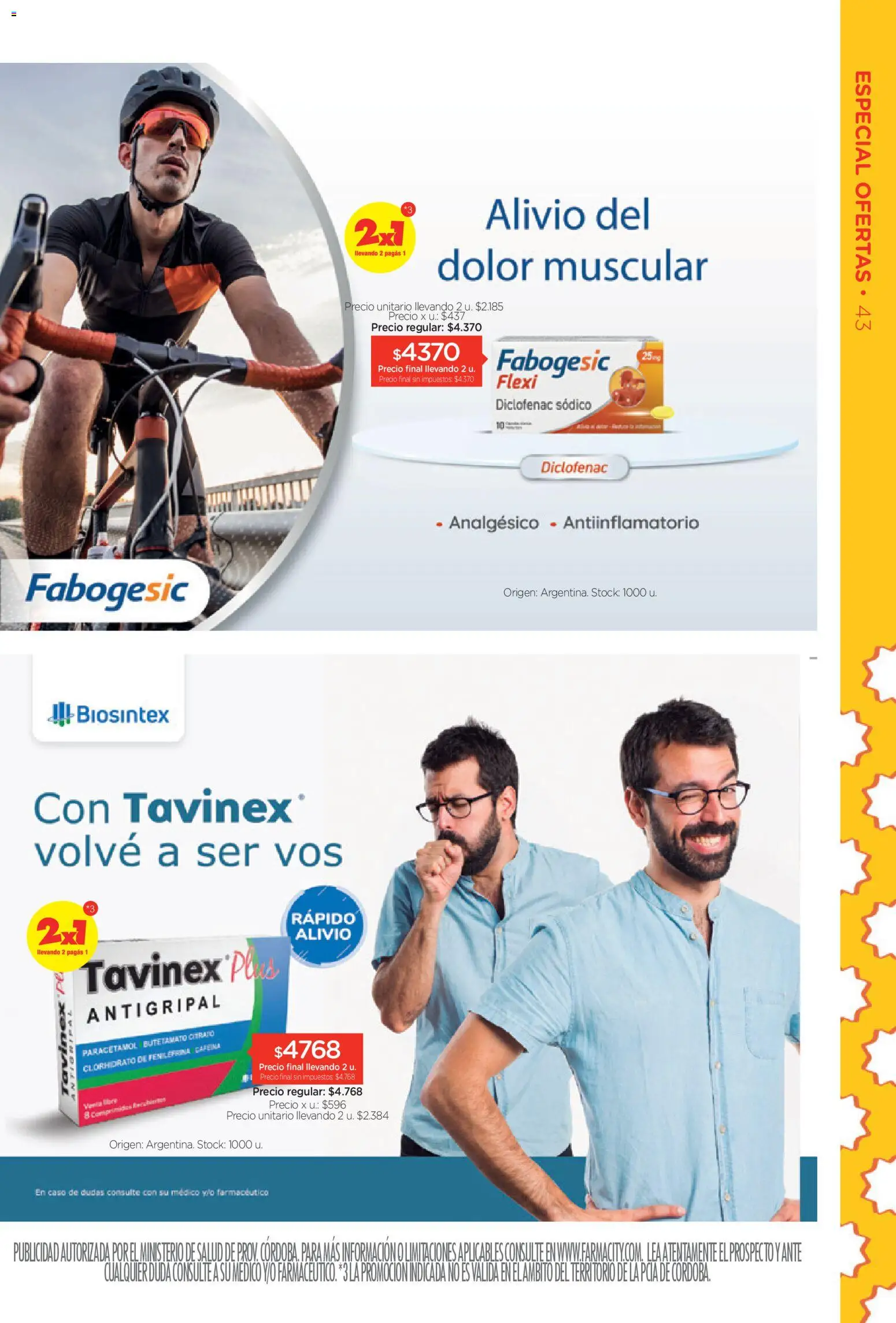 Farmacity catálogo │ válido desde el 03.03.2026 | Página: 43 | Productos: Caso, Analgésico, Antiinflamatorio, Antigripal