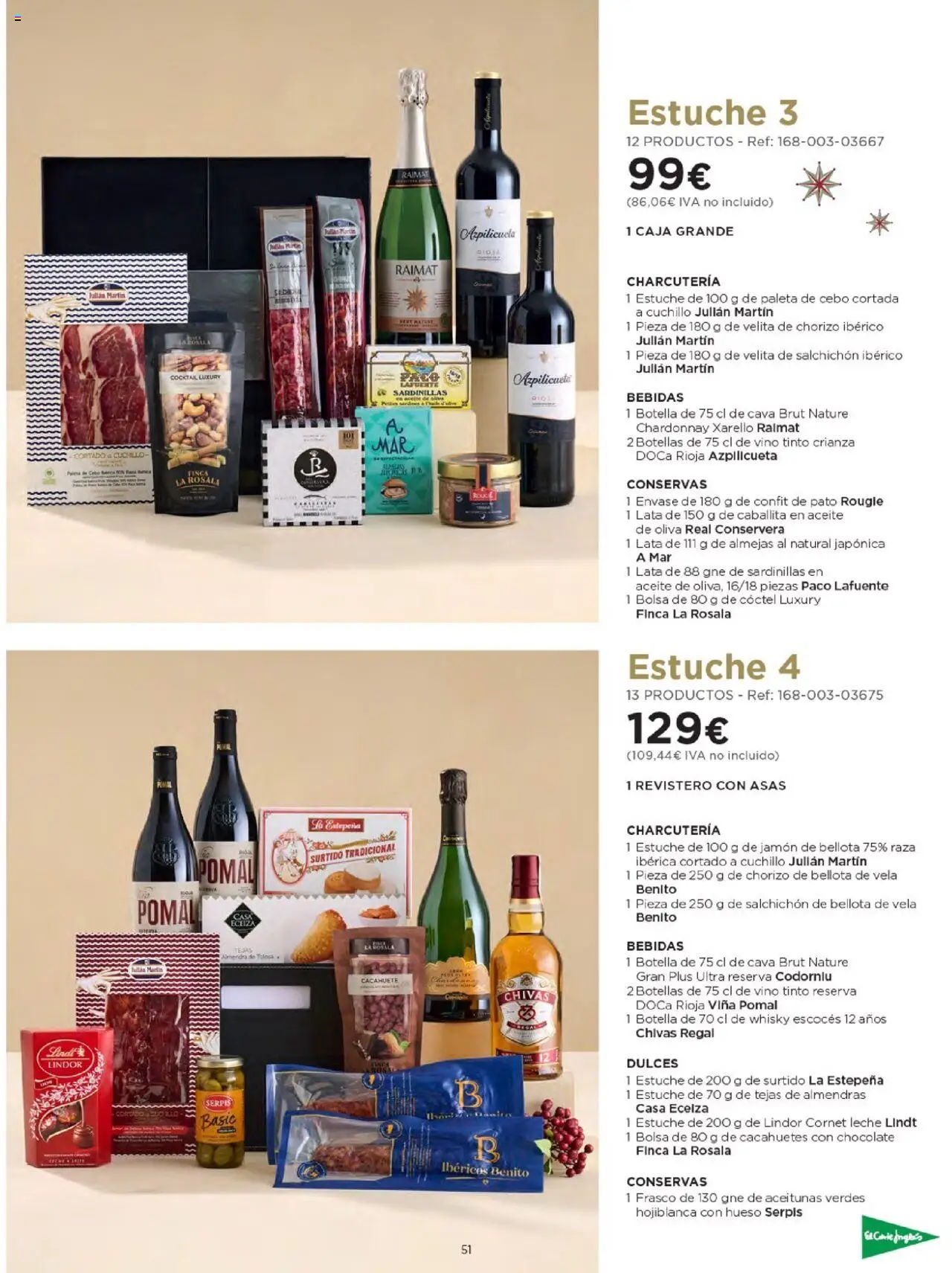 Nuevas ofertas de El Corte Inglés válidas en toda la República Mexicana desde el 03.10.2025. ¡Encuentra las mejores ofertas en El Corte Inglés - Catálogo Cestas Navidad 2025! | Página: 51 | Productos: Aceitunas, Jamón, Cuchillo, Caja