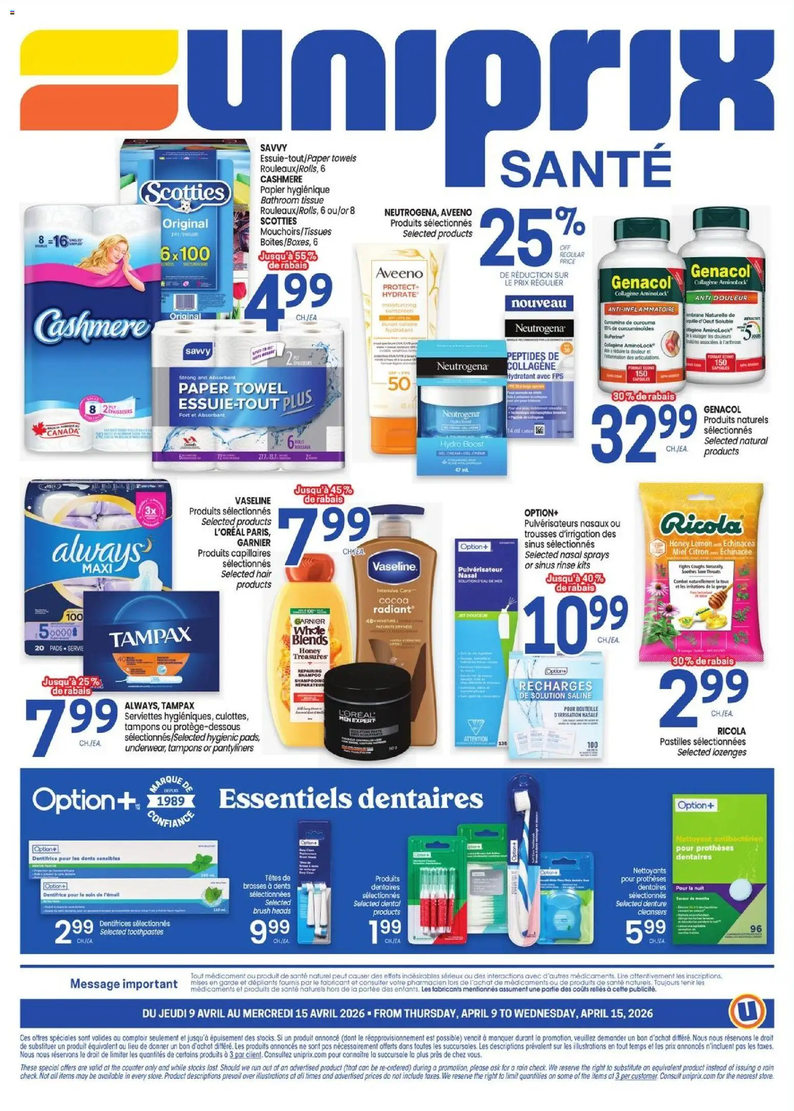 Uniprix flyer valid from 09.04.2026 | Page: 4 | Products: Brush, Shampoo