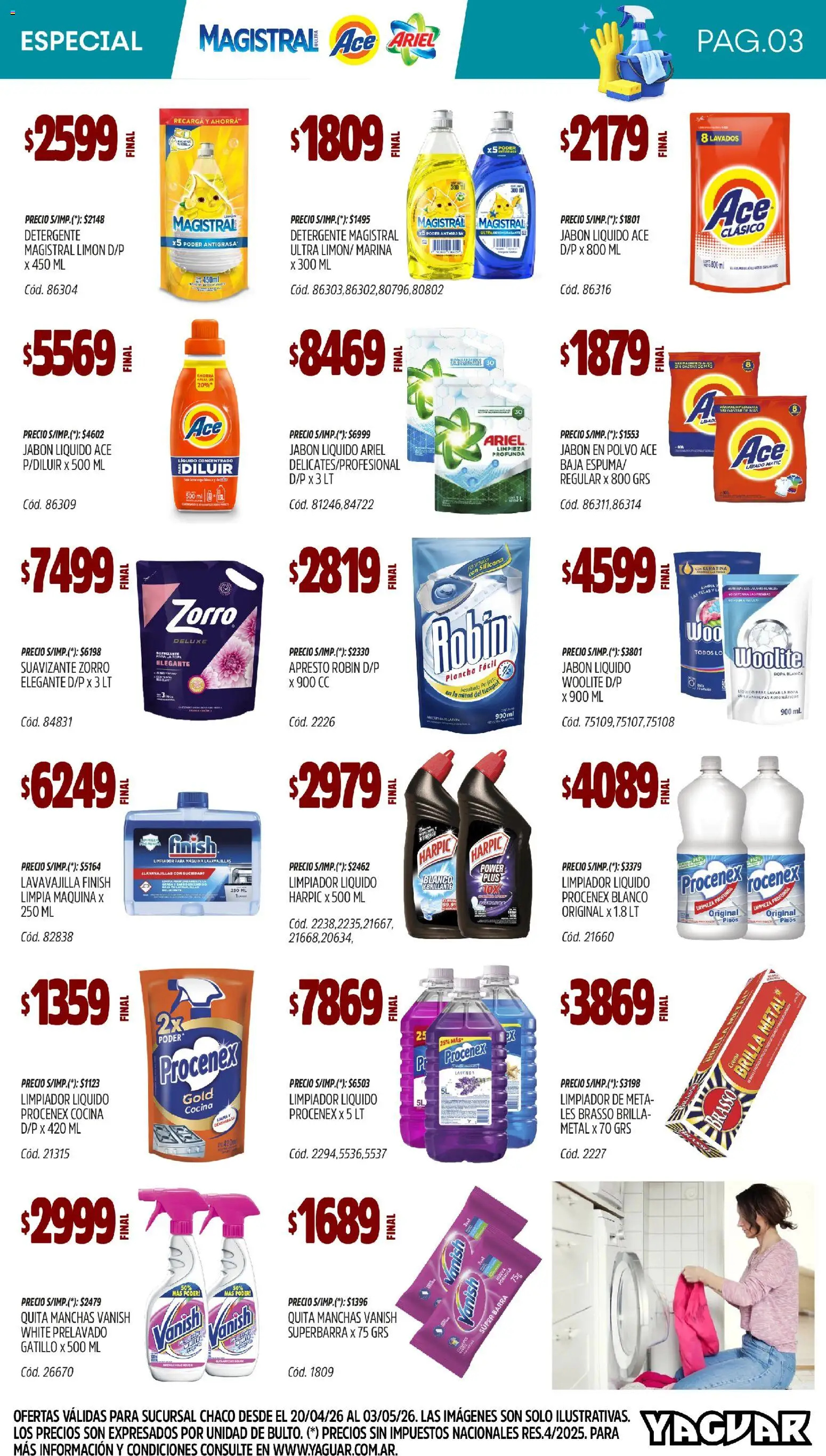 Yaguar - Especial Limpieza Chaco │ válido desde el 20.04.2026 | Página: 3 | Productos: Polvo, Jabón, Plancha, Suavizante