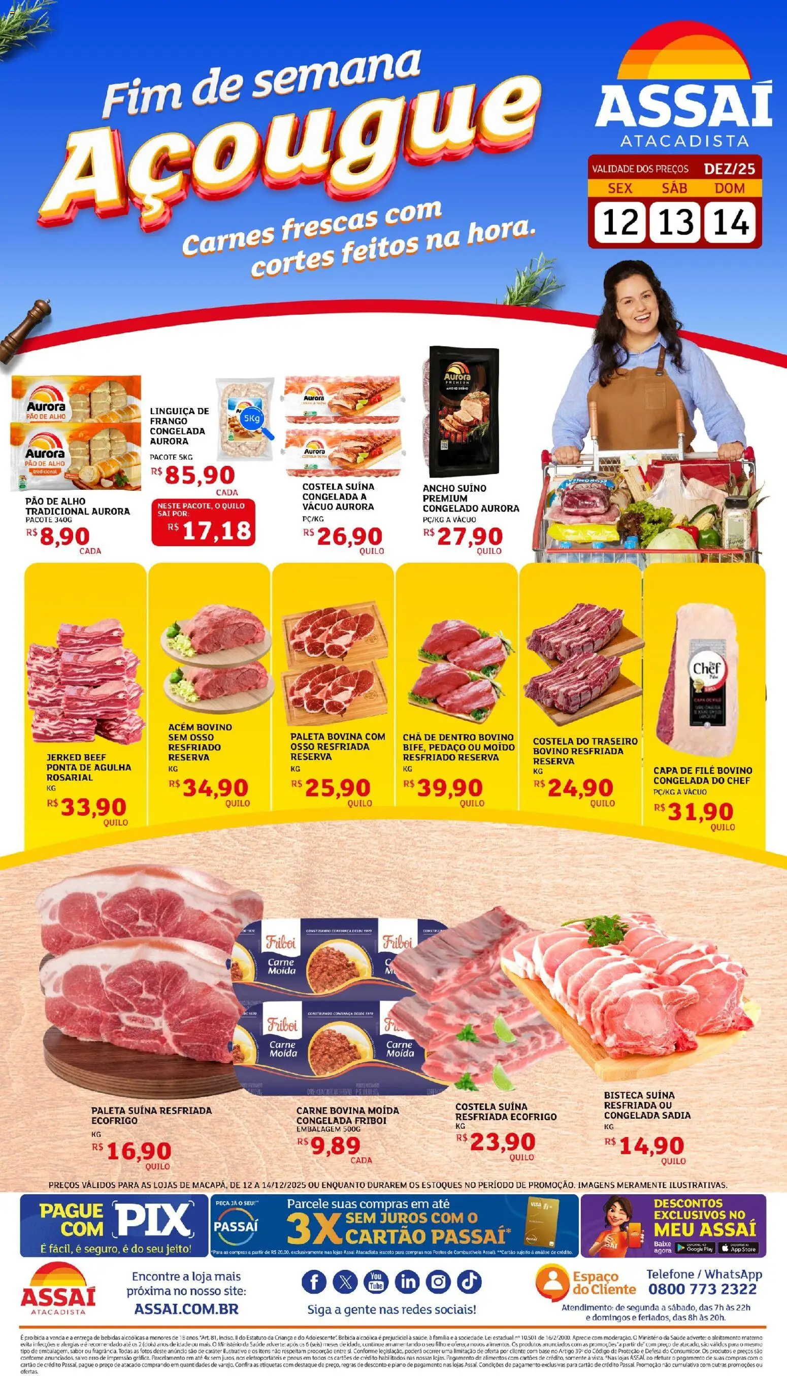 Assaí Atacadista Folheto - válido de 12.12.2025 | Página: 1 | Produtos: Acém, Carne, Telefone, Carne moída
