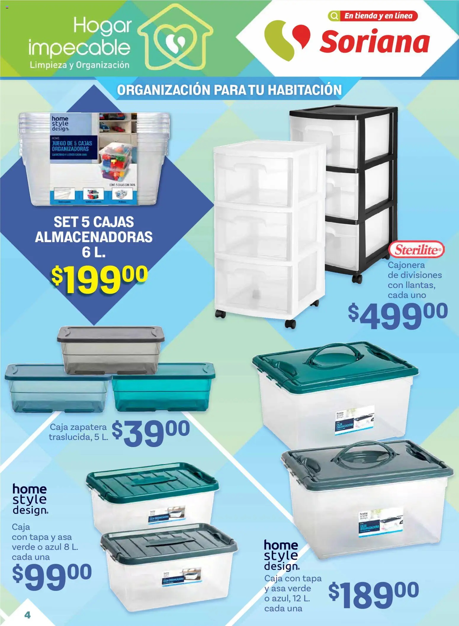 Nuevas ofertas de Soriana válidas en toda la República Mexicana desde el 02.01.2026. ¡Encuentra las mejores ofertas en Soriana - Hogar impecable Súper Nacional! | Página: 4 | Productos: Juego, Cajonera, Caja