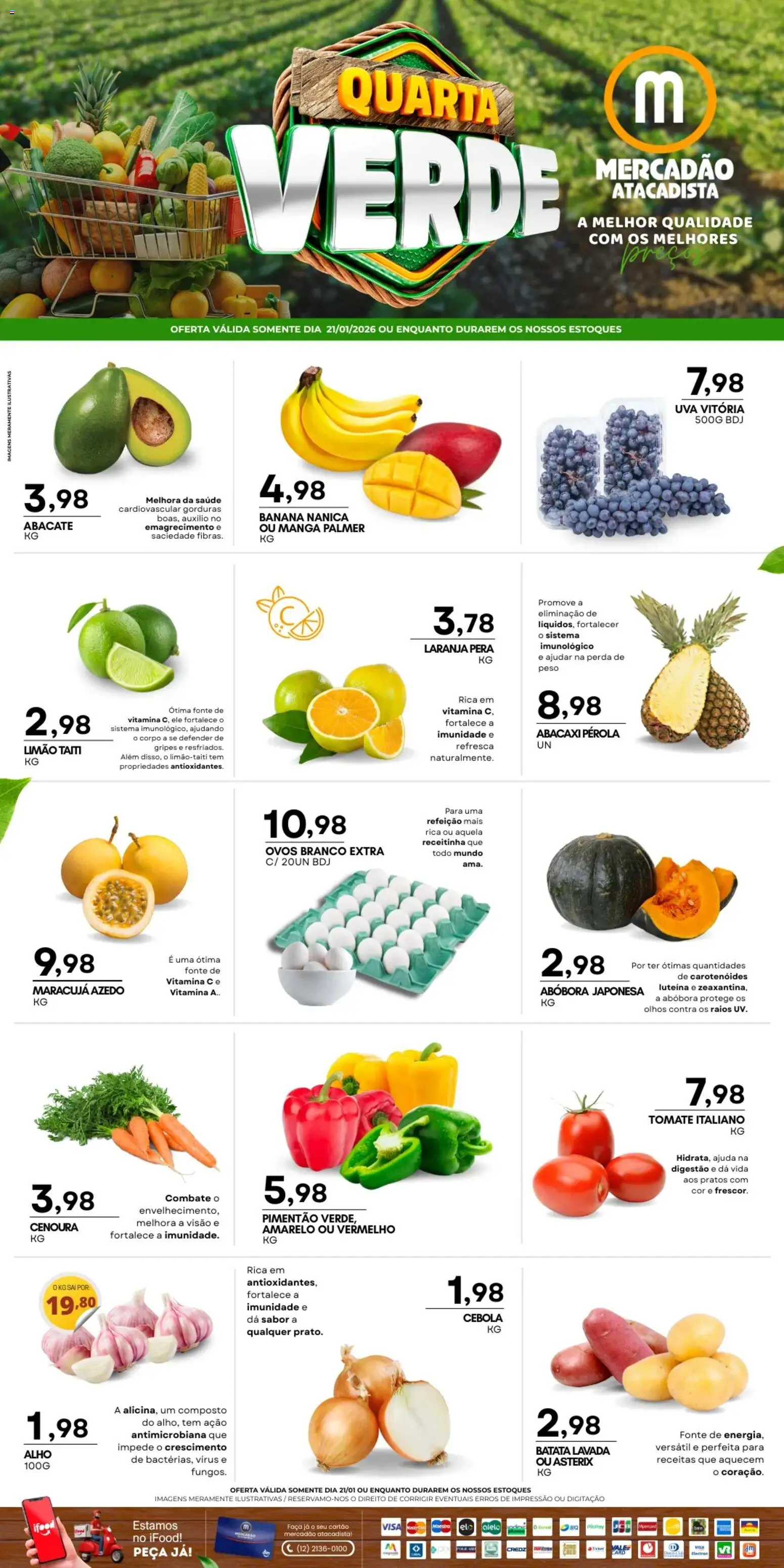 Mercadão Atacadista Folheto - válido de 21.01.2026 | Página: 1 | Produtos: Alho, Pimentão, Faca, Cenoura