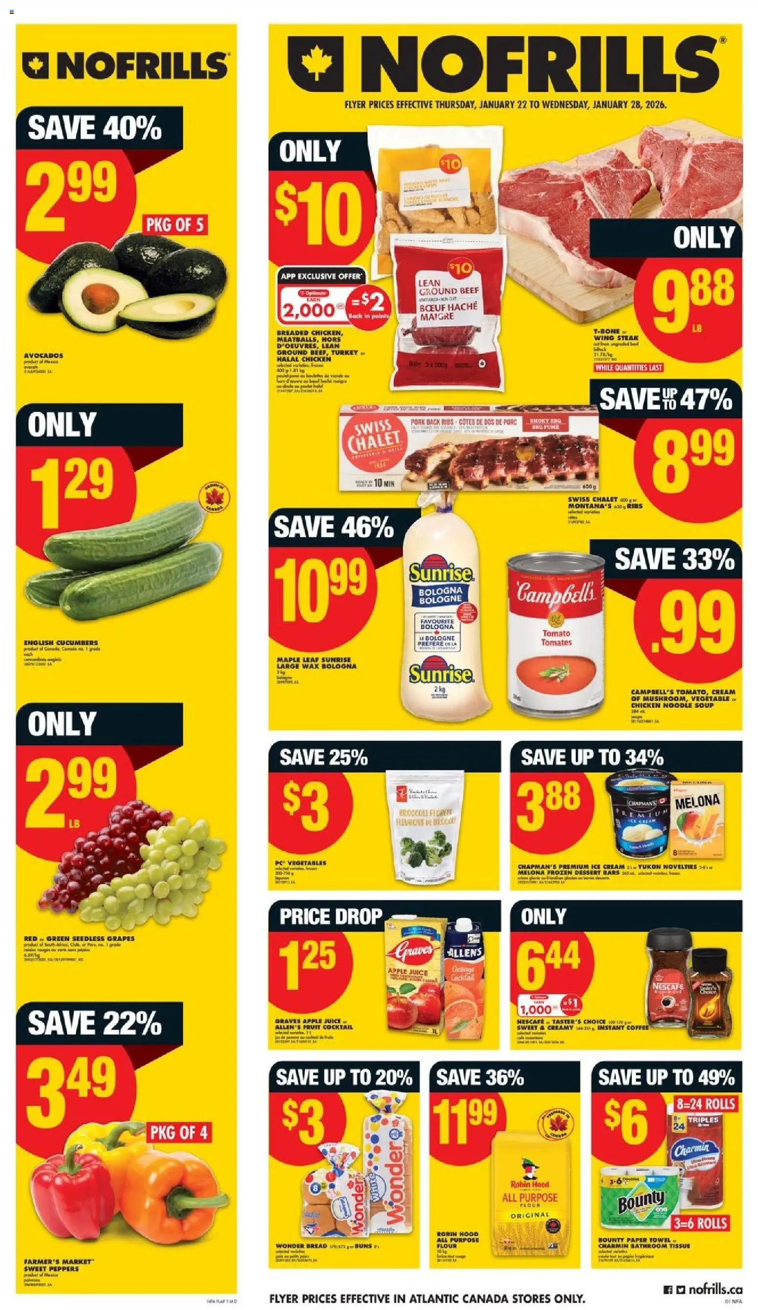 No Frills flyer valid from 22.01.2026 | Page: 1 | Products: Cream, Ice cream, Turkey, Juice