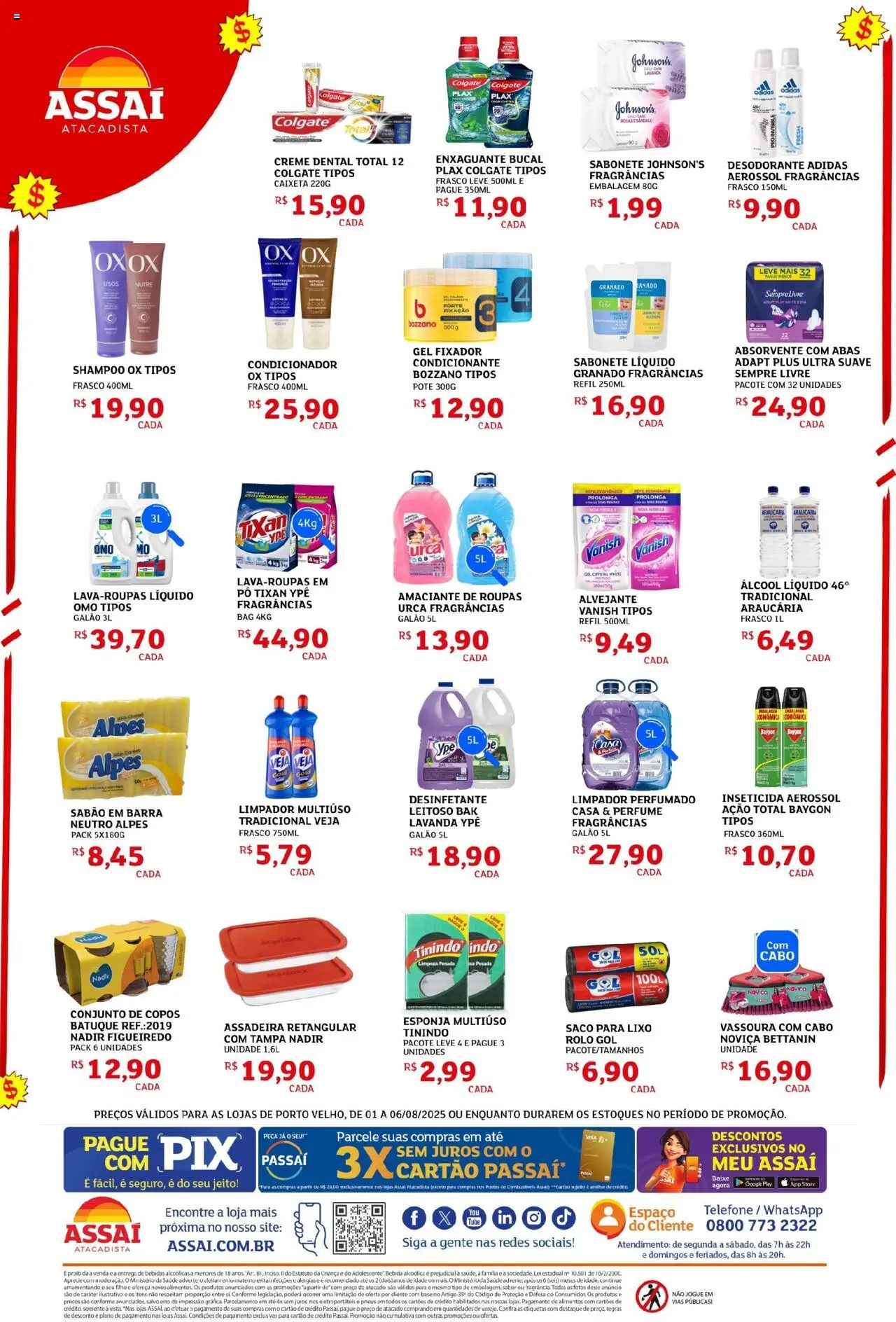 Assaí Atacadista Folheto - válido de 01.08.2025 | Página: 4 | Produtos: Esponja, Rolo, Pneus, Inseticida