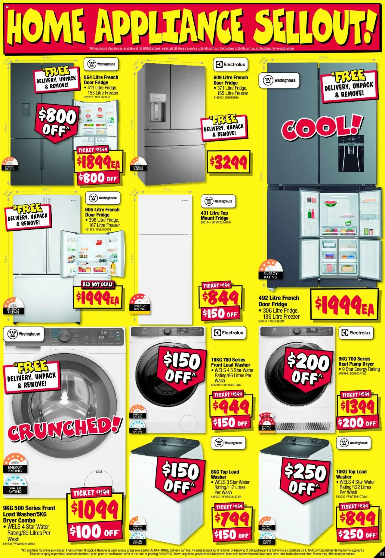 JB Hi-Fi catalogue - valid from 17.07.2025 | Page: 11 | Products: Water, Appliance, Freezer, Washer
