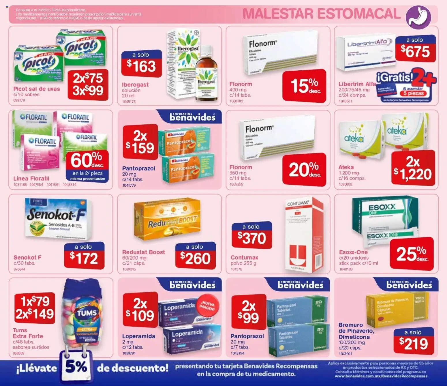 Nuevas ofertas de Farmacia Benavides válidas en toda la República Mexicana desde el 01.01.2026. ¡Encuentra las mejores ofertas en Farmacia Benavides catálogo! | Página: 5 | Productos: Sal, Polvo