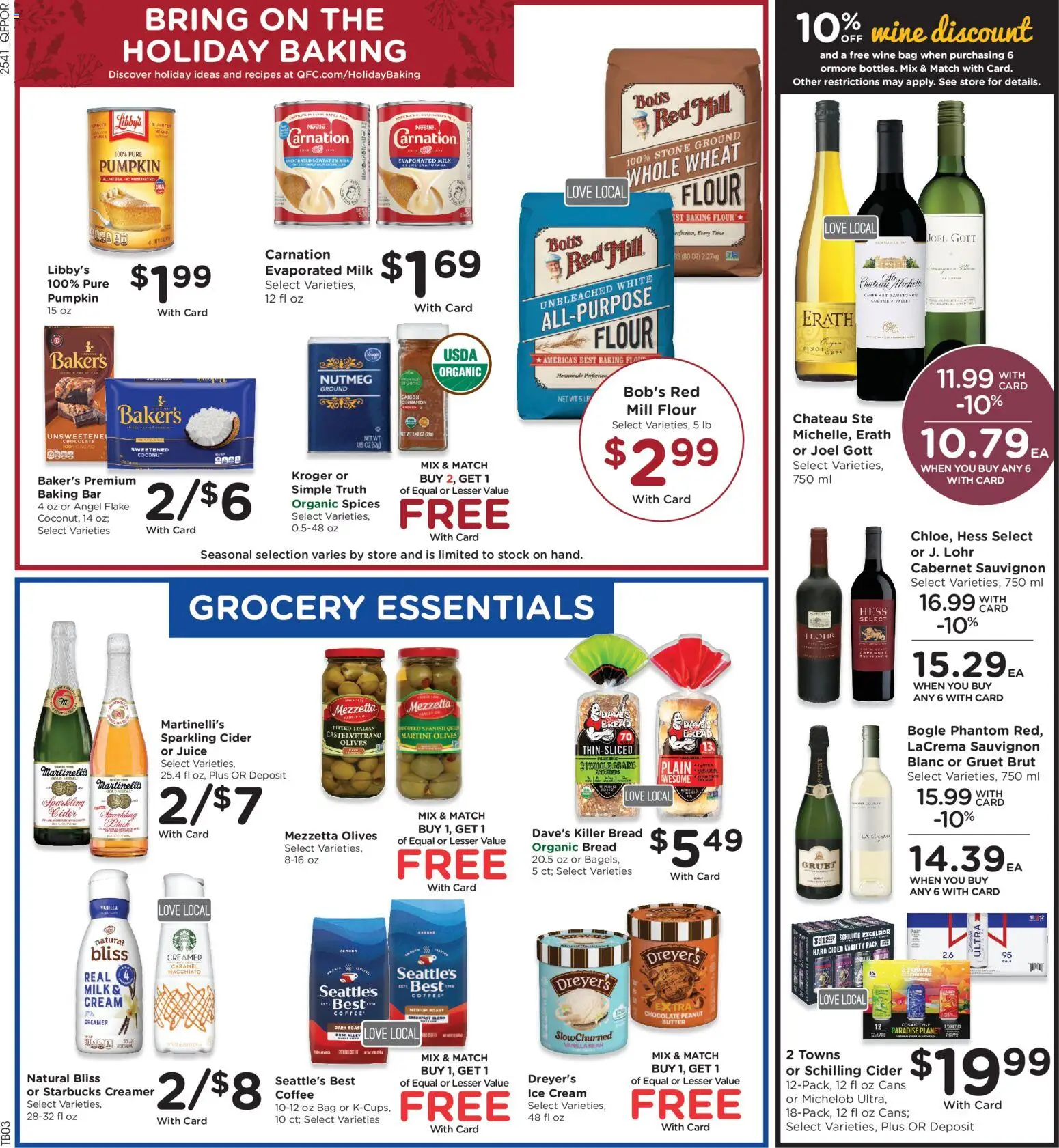 QFC Weekly Ad - OR - valid from 12.11.2025 | Page: 4 | Products: Cider, Butter, Cream, 2人掛けソファ