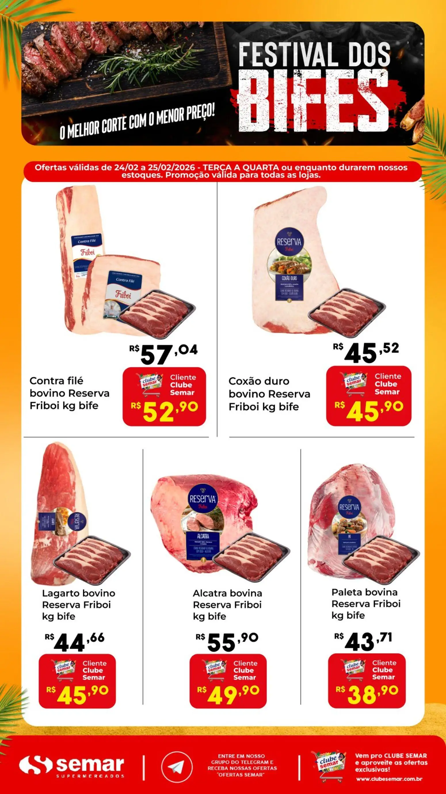 Semar Supermercado Folheto - válido de 24.02.2026 | Página: 1 | Produtos: Alcatra, Contra filé