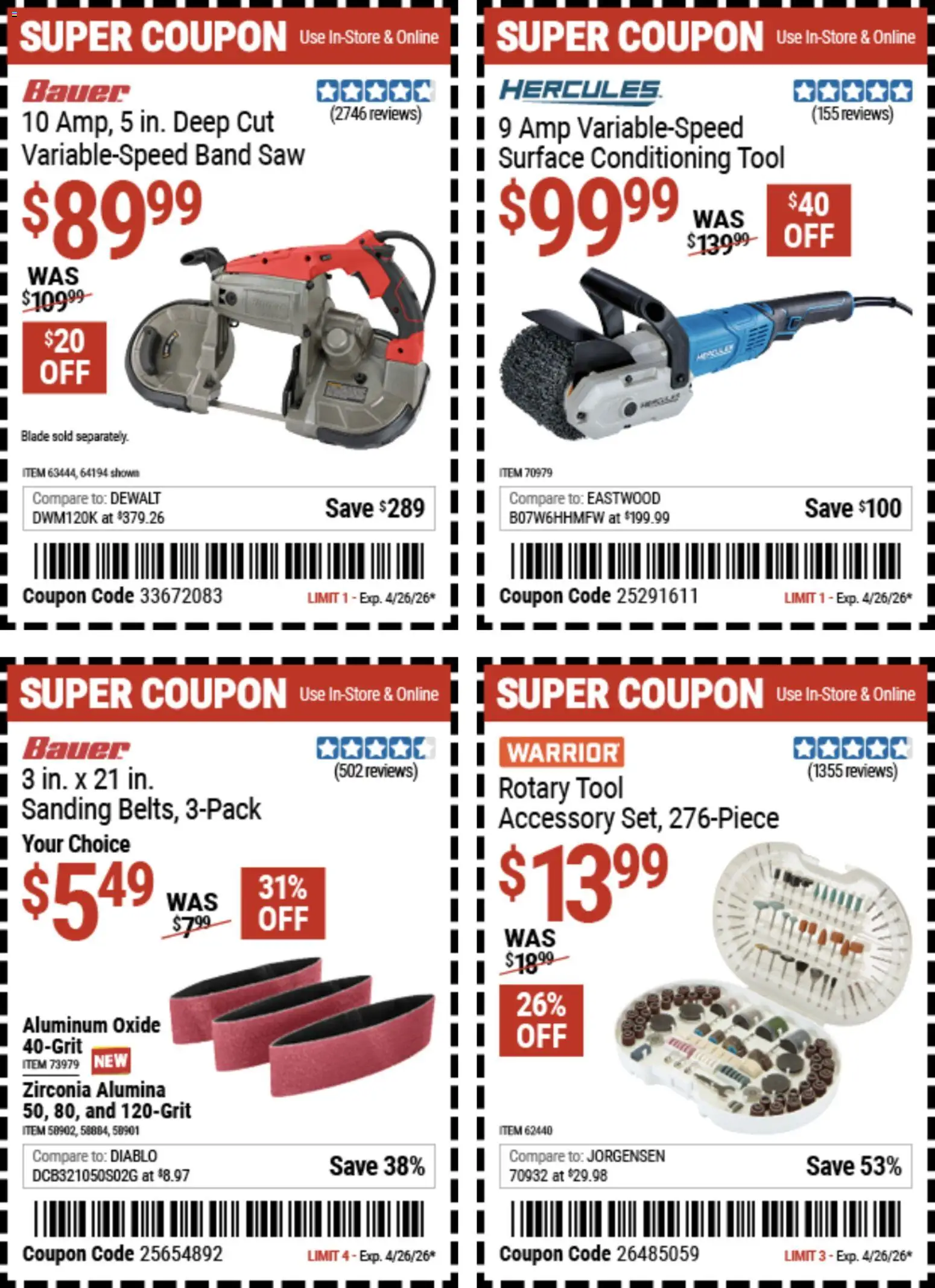 Harbor Freight Weekly Ad - valid from 14.04.2026 | Page: 19 | Products: Saw, Rotary Tool, Band Saw