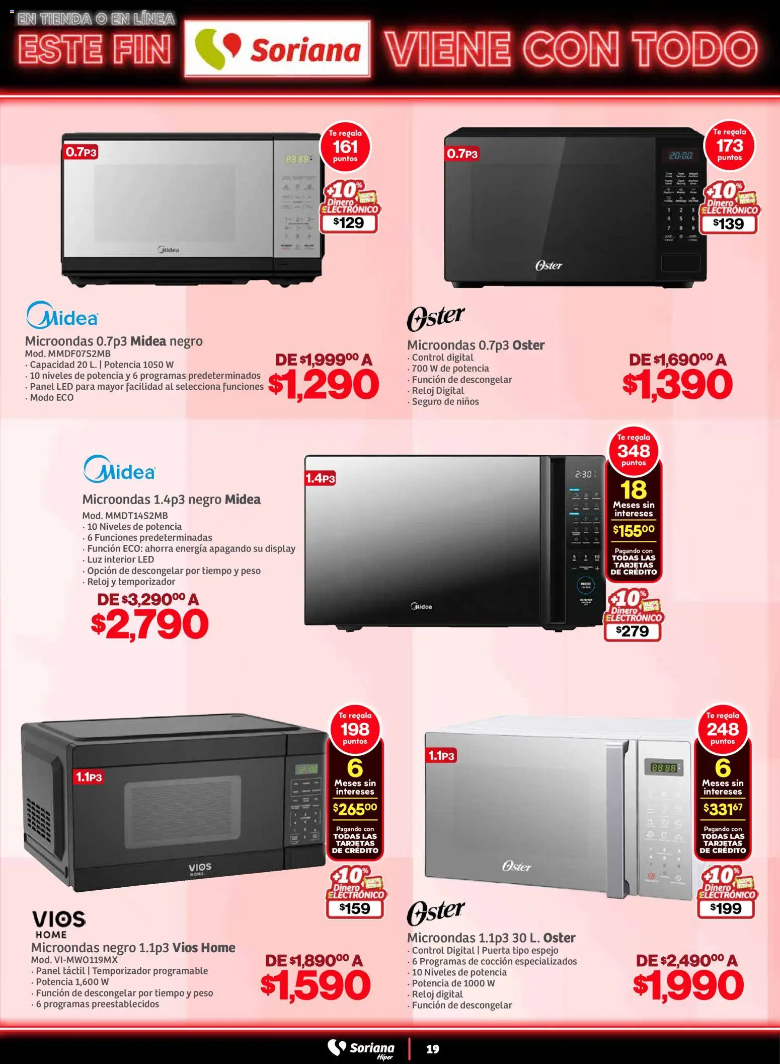 Nuevas ofertas de Soriana válidas en toda la República Mexicana desde el 05.11.2025. ¡Encuentra las mejores ofertas en Soriana - Este fin Soriana viene con todo Híper Nacional! | Página: 19 | Productos: Microondas, Té, Espejo, Reloj