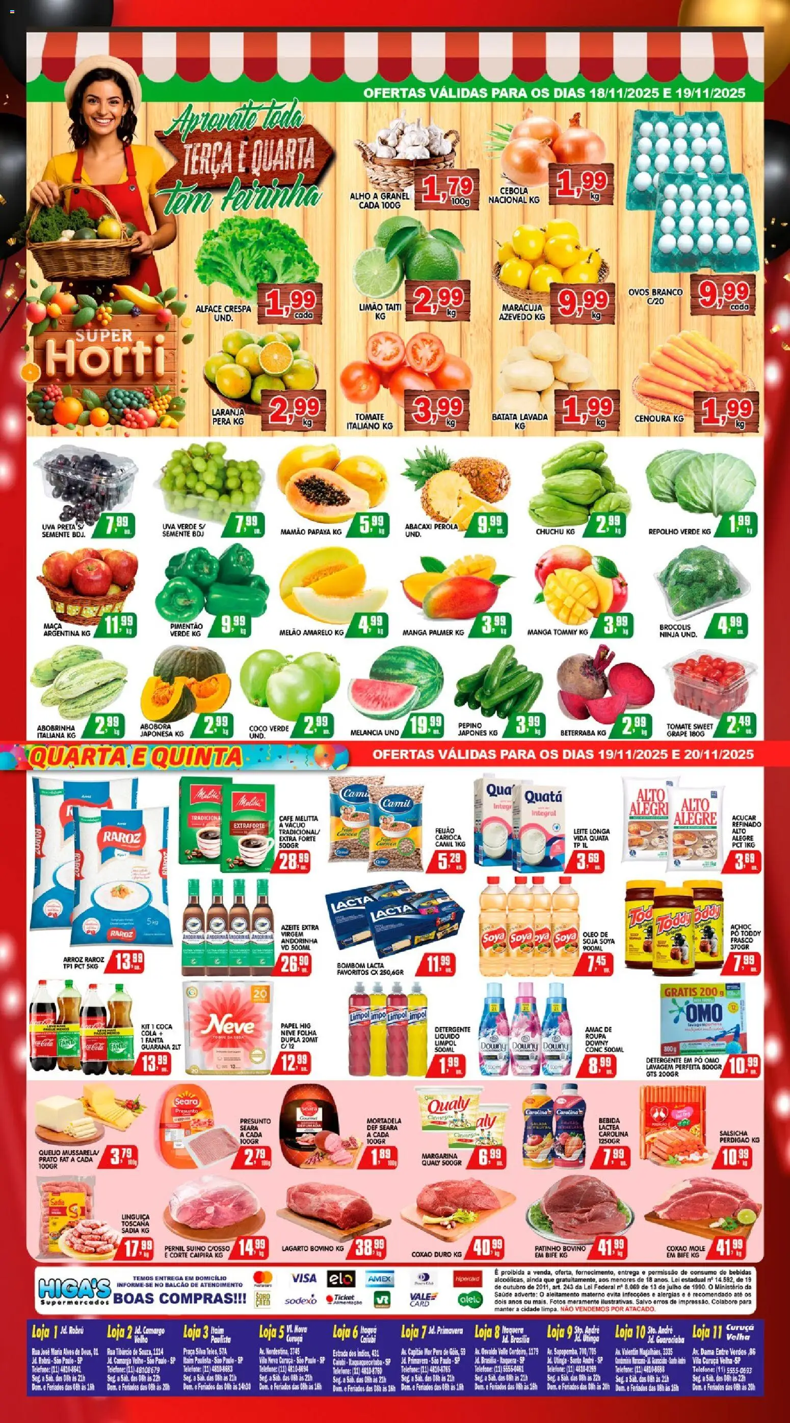 Higa's Supermercado Folheto - válido de 19.11.2025 | Página: 4 | Produtos: Melão, Guaraná, Cola, Linguiça
