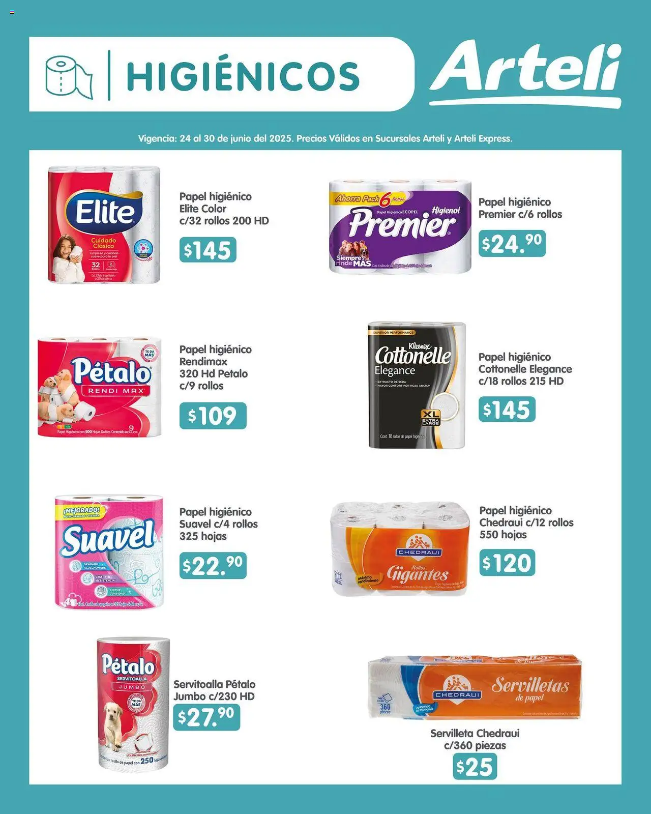 Nuevas ofertas de Arteli válidas en toda la República Mexicana desde el 24.06.2025. ¡Encuentra las mejores ofertas en Arteli folleto! | Página: 13 | Productos: Papel higiénico, Té, Servilletas