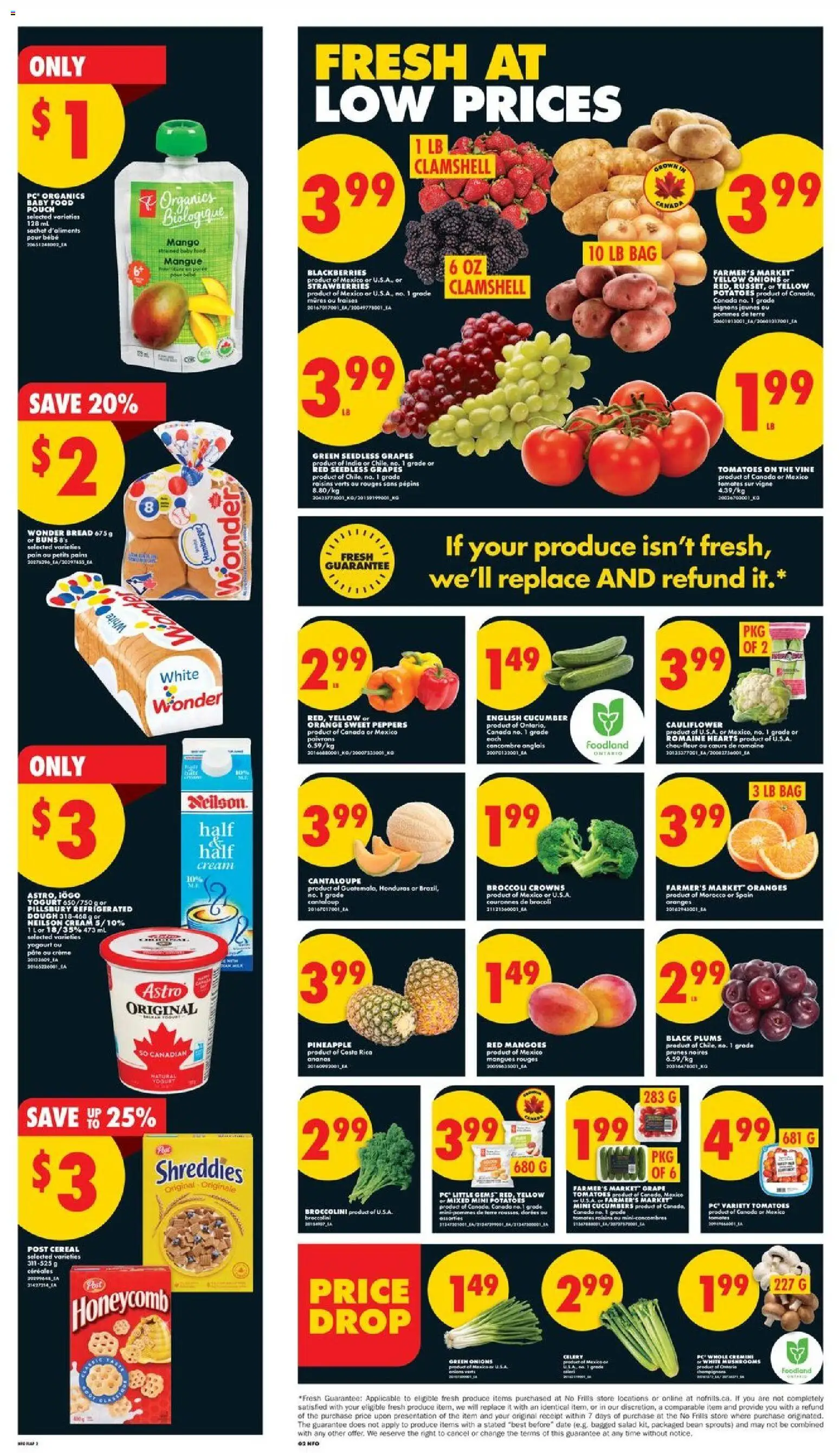 No Frills flyer valid from 09.04.2026 | Page: 2 | Products: Cucumbers, Salad, Bag, Yogurt