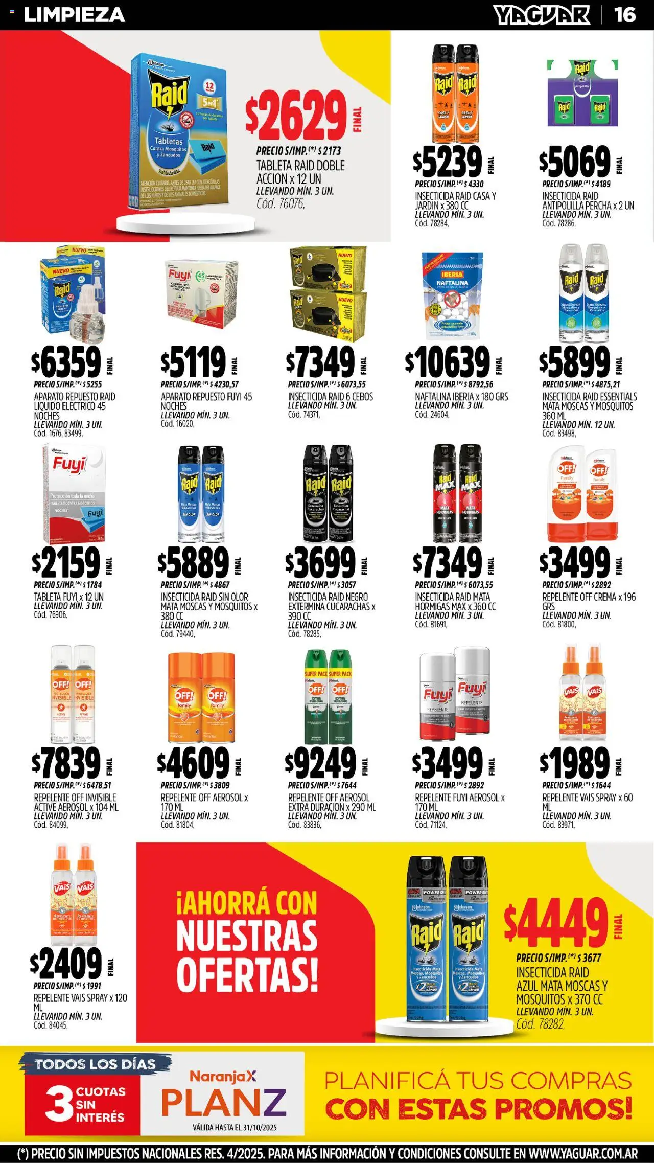 Yaguar - Bahía Blanca │ válido desde el 20.10.2025 | Página: 15 | Productos: Mata moscas, Tableta, Insecticida, Crema