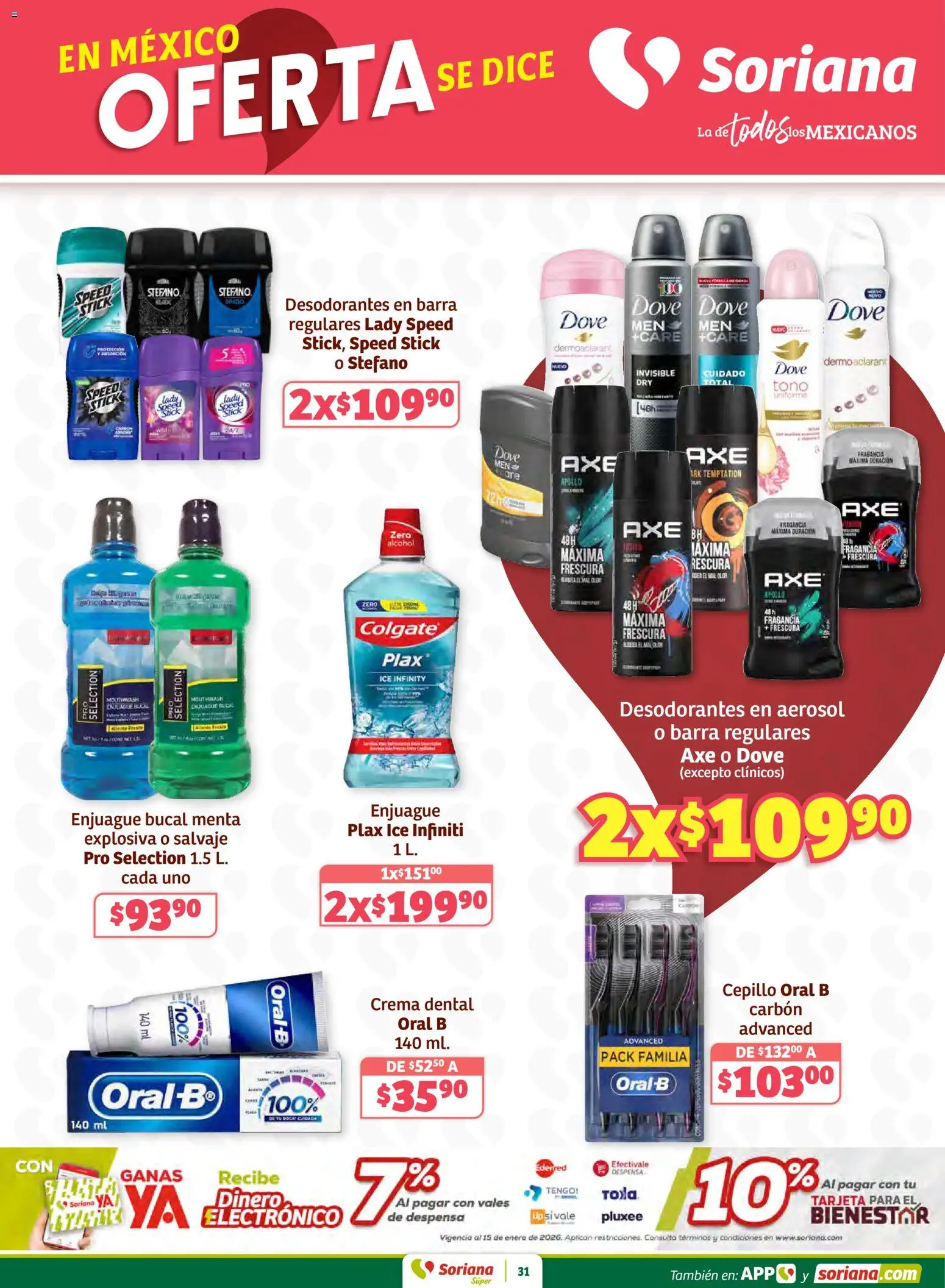 Nuevas ofertas de Soriana válidas en toda la República Mexicana desde el 12.02.2026. ¡Encuentra las mejores ofertas en Soriana - Preciazazaso Súper: Edo Mex, Gro, Hgo, Mor, Pue, Qto, Tlax, Ver! | Página: 31 | Productos: Enjuague bucal, Crema, Cepillo, Despensa