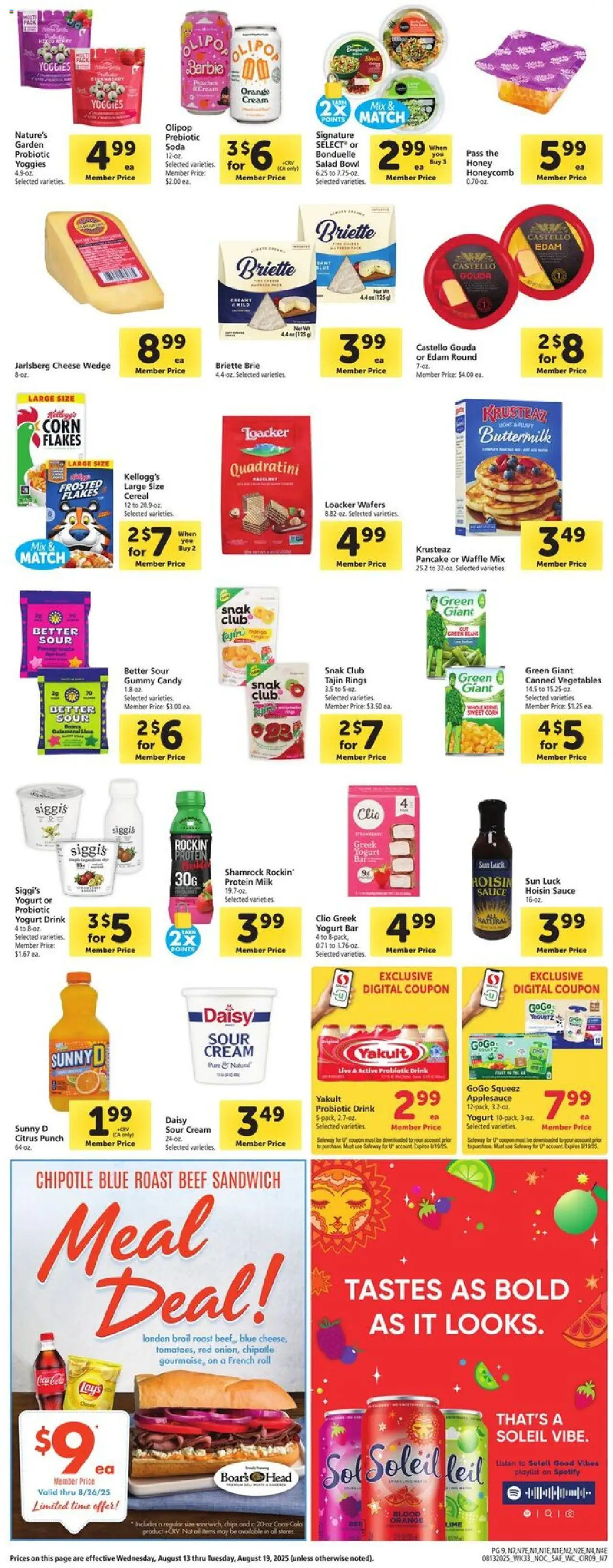 Safeway Weekly Ad - valid from 13.08.2025 | Page: 9 | Products: Corn, Cheese, Cream, Vegetables