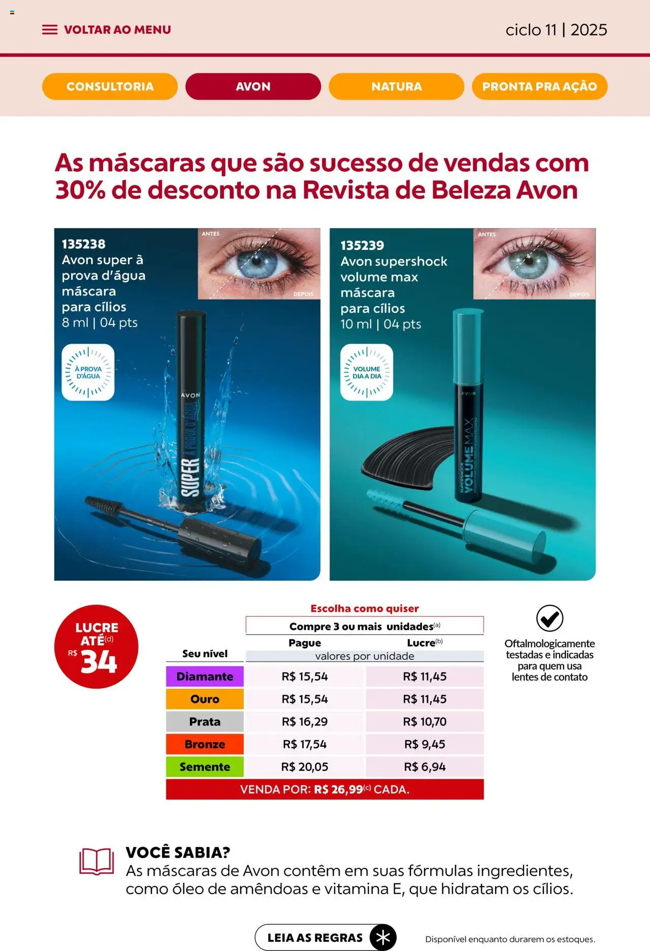 Avon Folheto - válido de 16.06.2025 | Página: 22 | Produtos: Revista, Óleo, Lentes de contato, Amêndoas