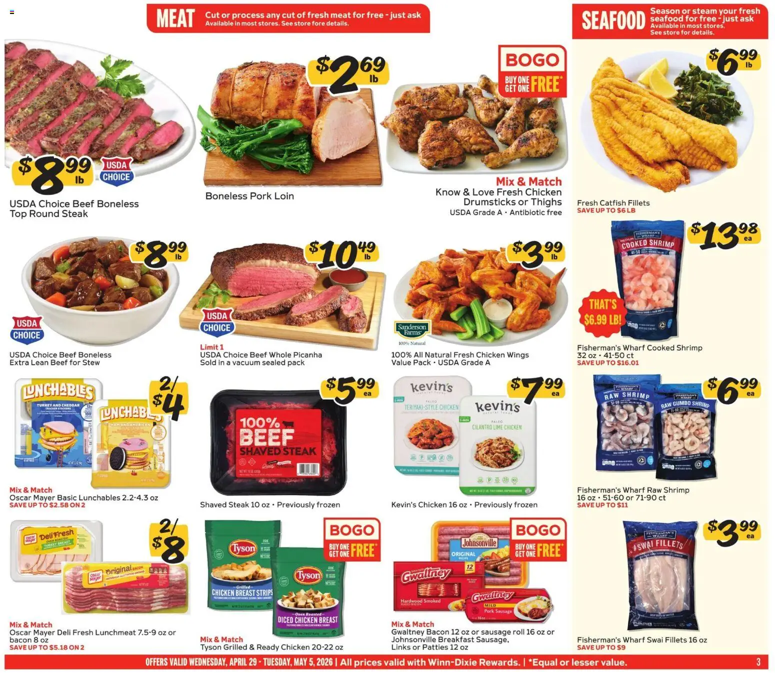 Winn Dixie Weekly Ad - valid from 29.04.2026 | Page: 3 | Products: Ham, Pork, Sausage, Lime