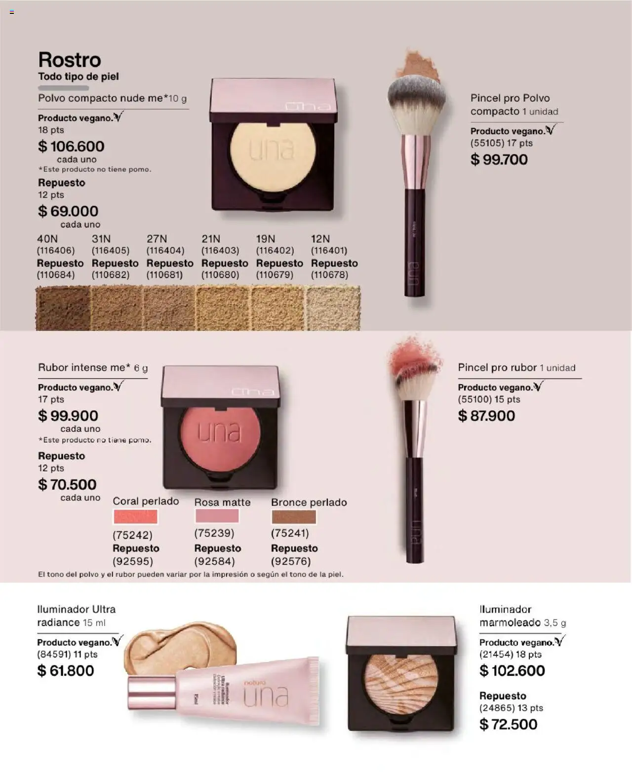 Natura revista - valida desde el 23.07.2025 | Página: 76 | Productos: Polvo compacto, Iluminador, Rubor, Polvo