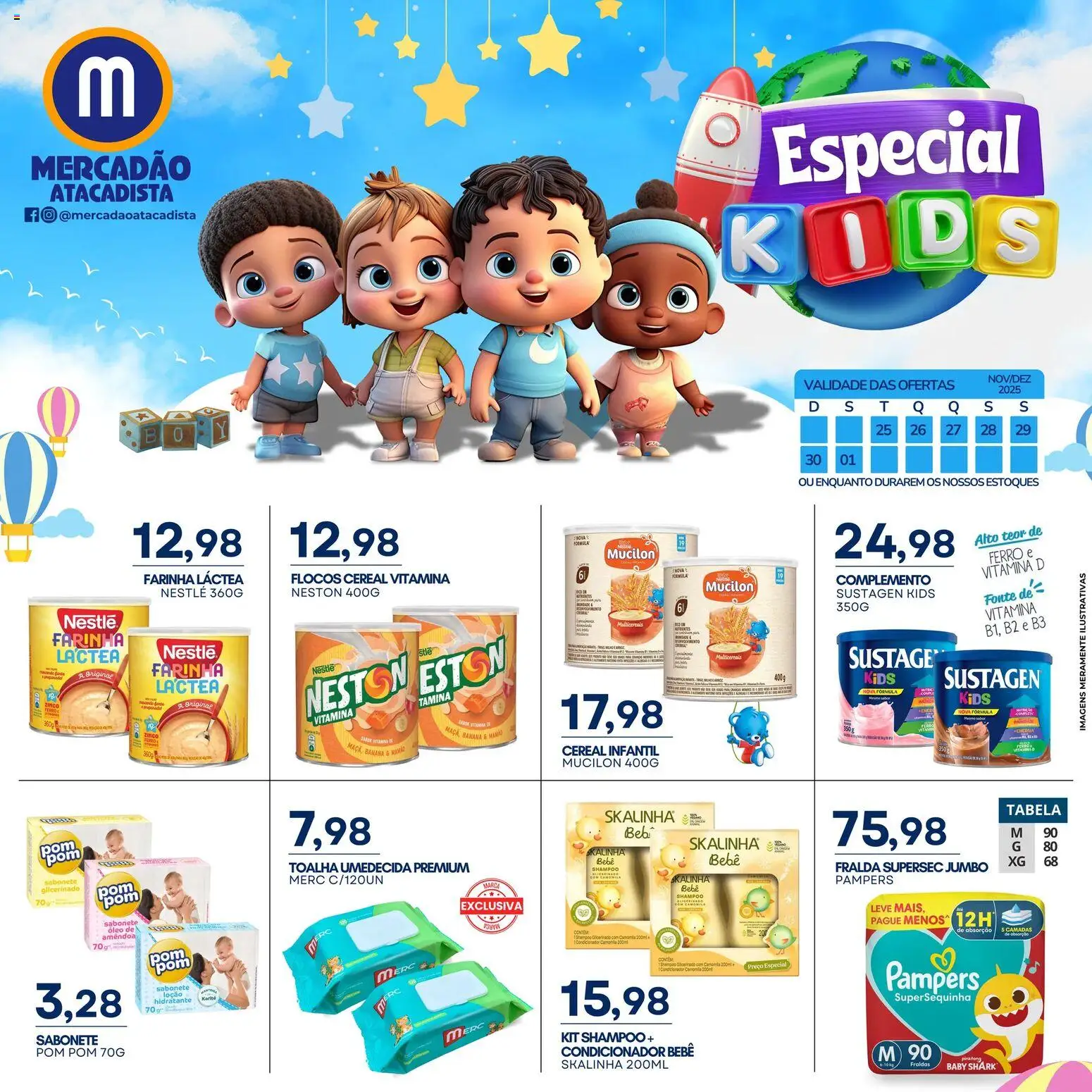 Mercadão Atacadista Folheto - válido de 25.11.2025 | Página: 1 | Produtos: Shampoo, Pampers, Sabonete, Toalha umedecida