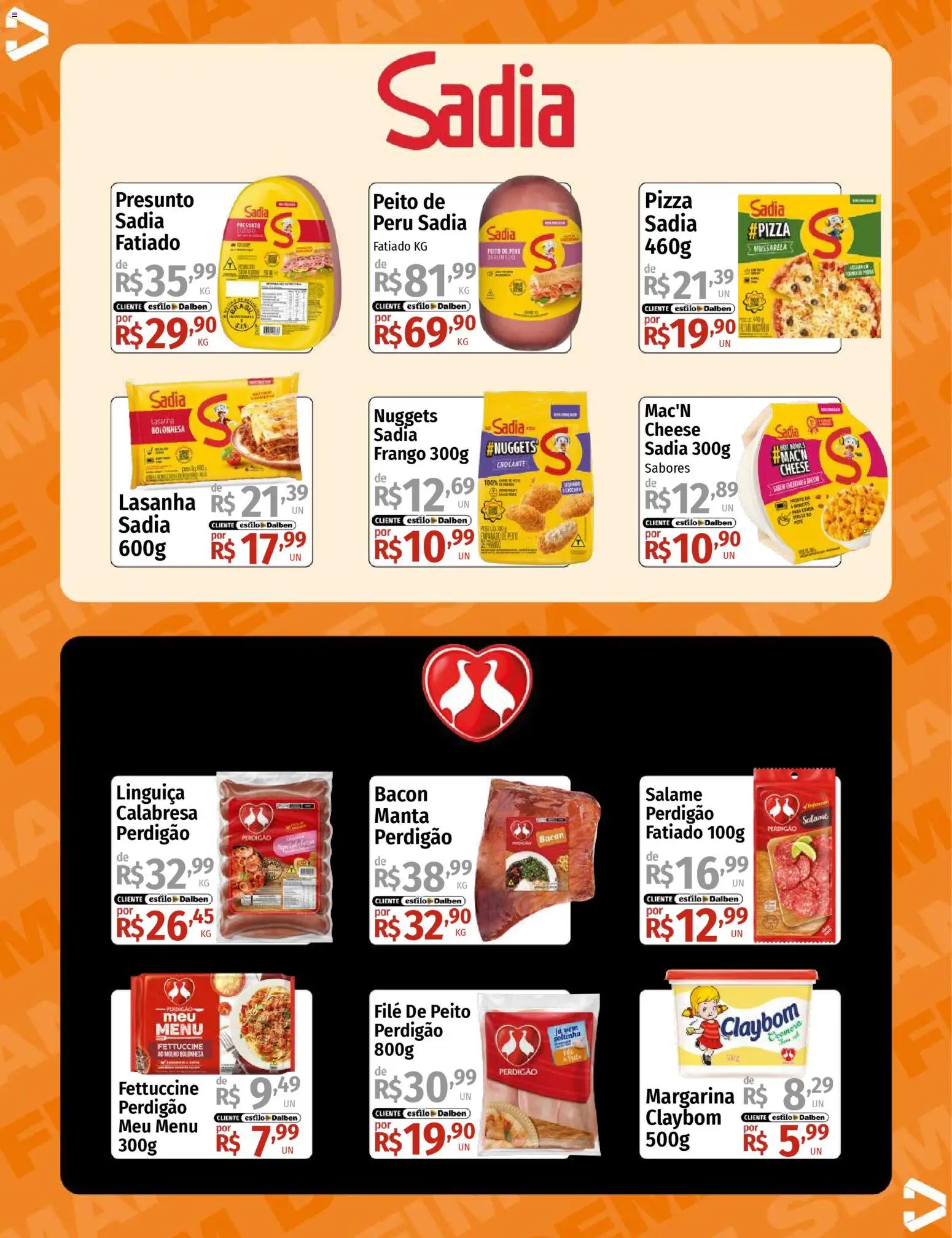 Supermercado Dalben Folheto - válido de 13.02.2026 | Página: 10 | Produtos: Pizza, Frango, Mussarela, Margarina