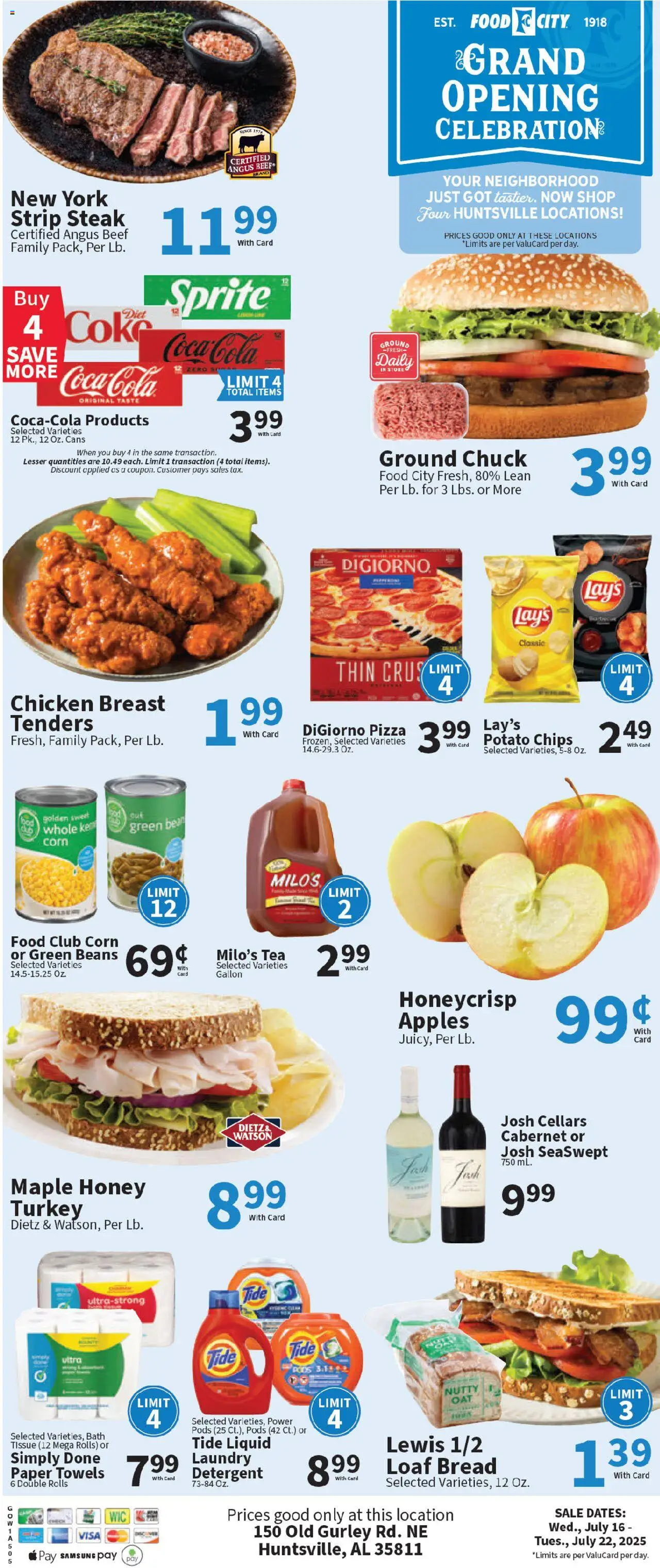 Food City Grand Opening - valid from 16.07.2025 | Page: 1 | Products: Corn, Bread, Tea, Beef