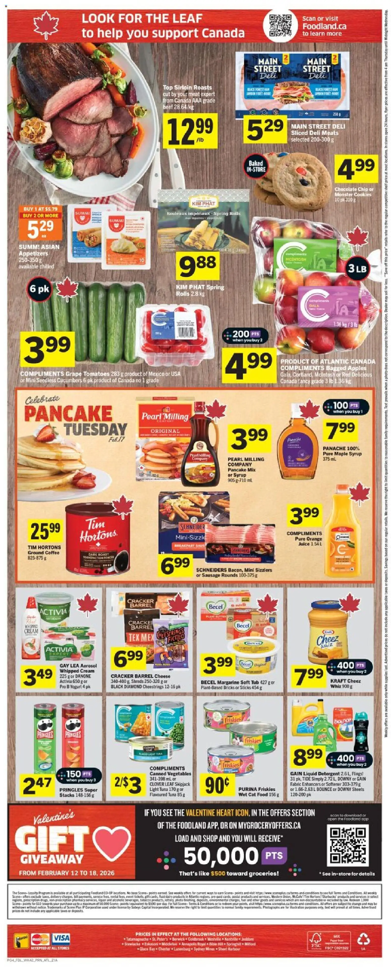 Foodland flyer valid from 12.02.2026 | Page: 2 | Products: Cream, Cheese, Chocolate, Apples