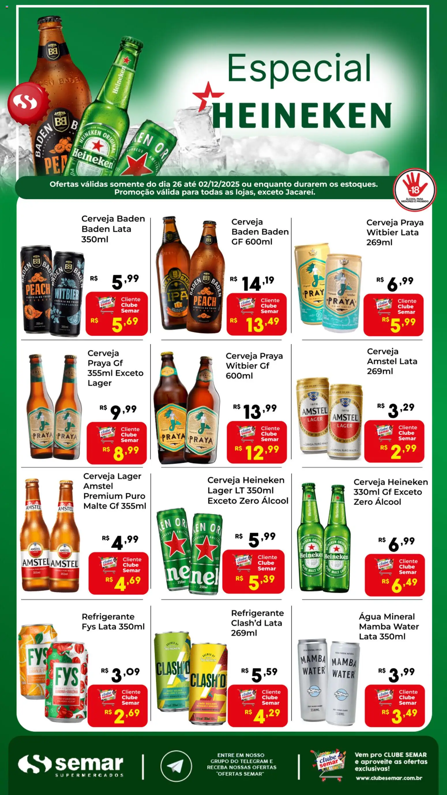 Semar Supermercado Folheto - válido de 26.11.2025 | Página: 1 | Produtos: Guaraná, Cerveja Heineken, Água mineral, Refrigerante