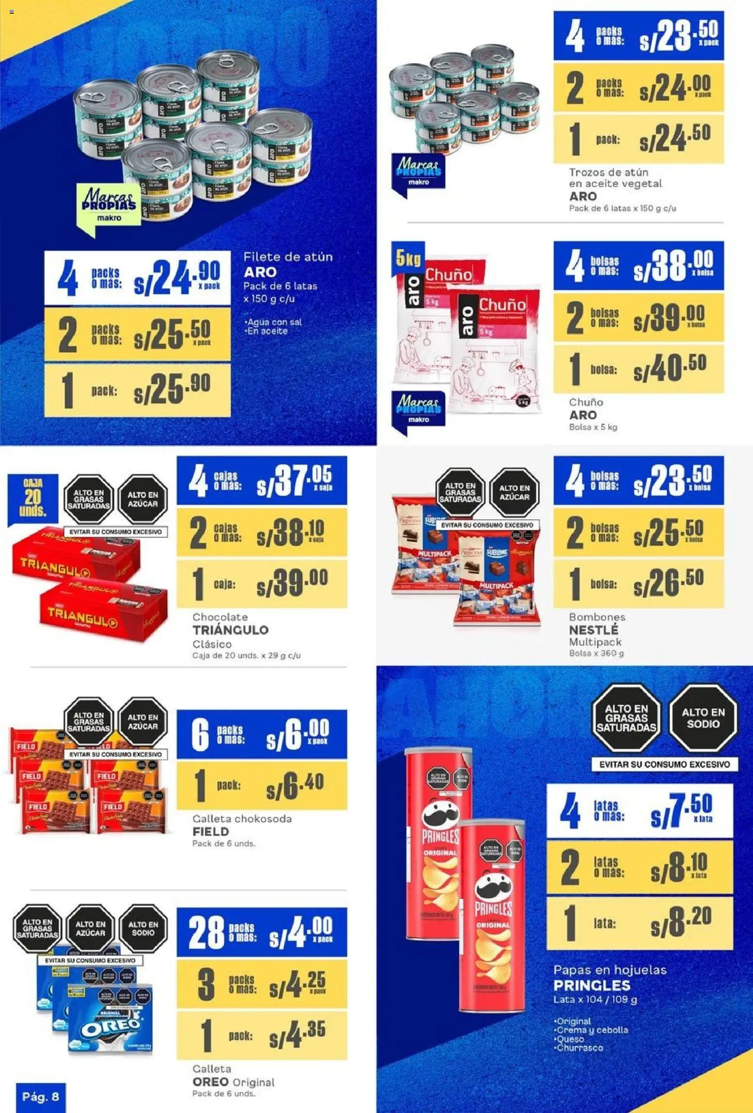 Catálogo Makro válido desde 23.10.2025 | Página: 8 | Productos: Caja, Queso, Aceite, Papas