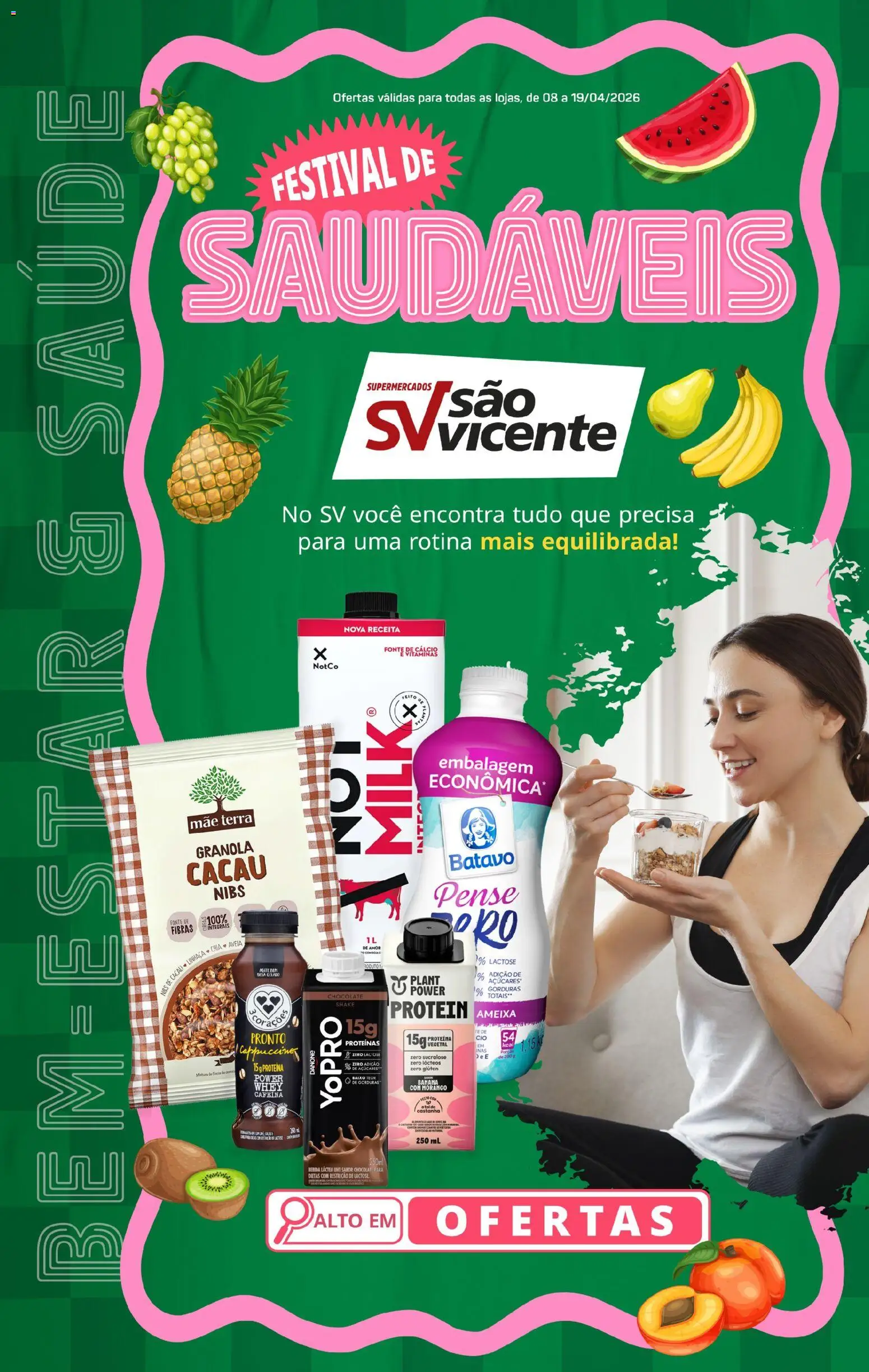 Supermercados São Vicente Folheto - válido de 08.04.2026 | Página: 1 | Produtos: Granola, Baixo, Flocos, Bebida