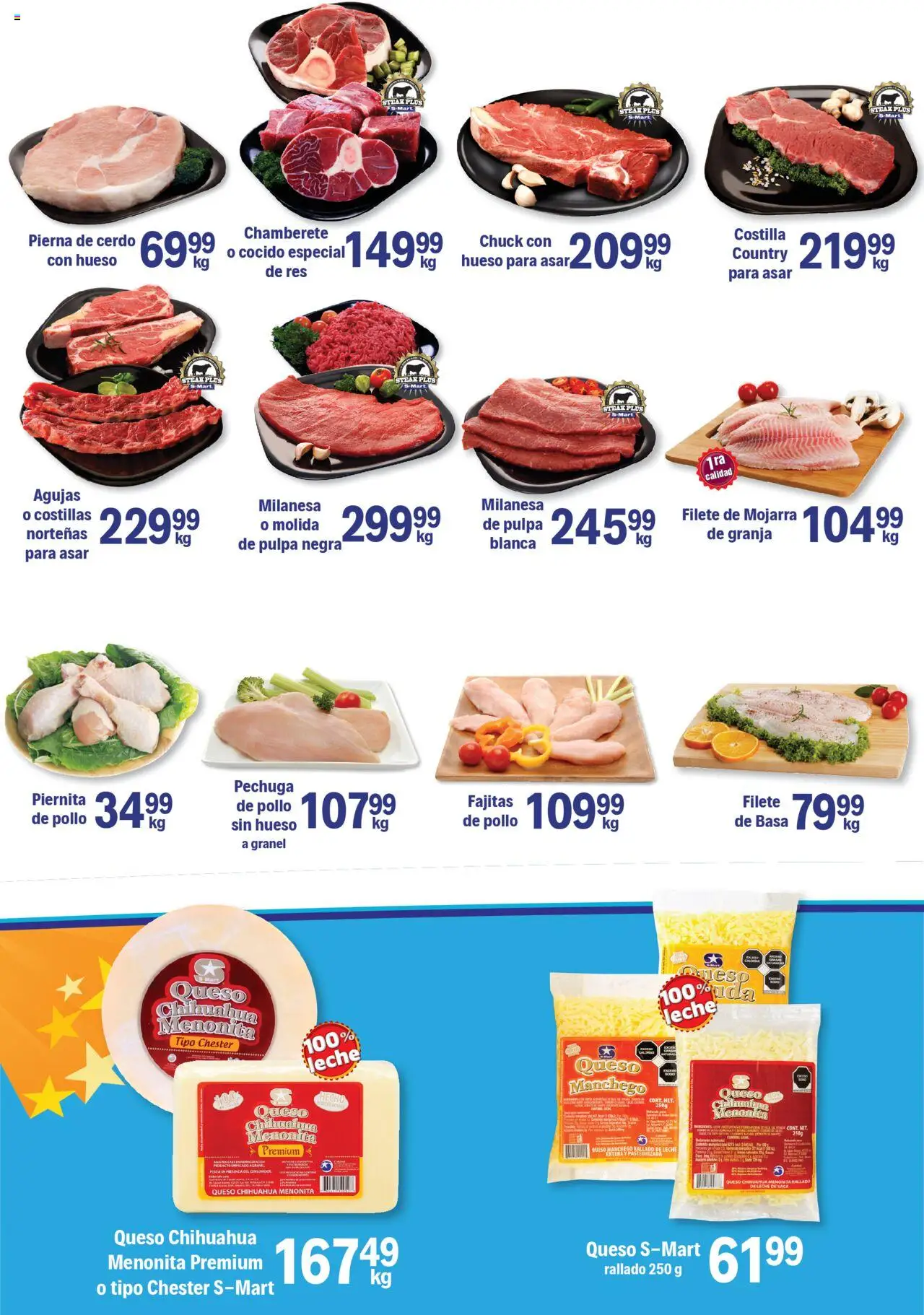Nuevas ofertas de S-Mart válidas en toda la República Mexicana desde el 23.09.2025. ¡Encuentra las mejores ofertas en S-Mart - Folleto - Monterrey! | Página: 4 | Productos: Pollo, Milanesa, Queso, Res