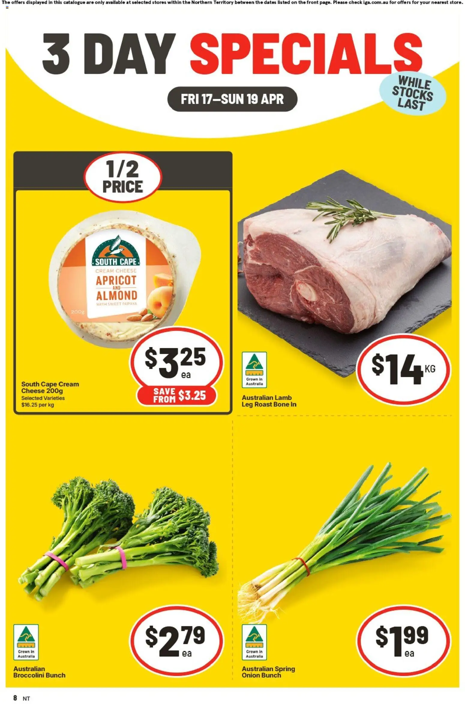 IGA catalogue - valid from 17.04.2026 | Page: 1 | Products: Cheese, Lamb, Cream