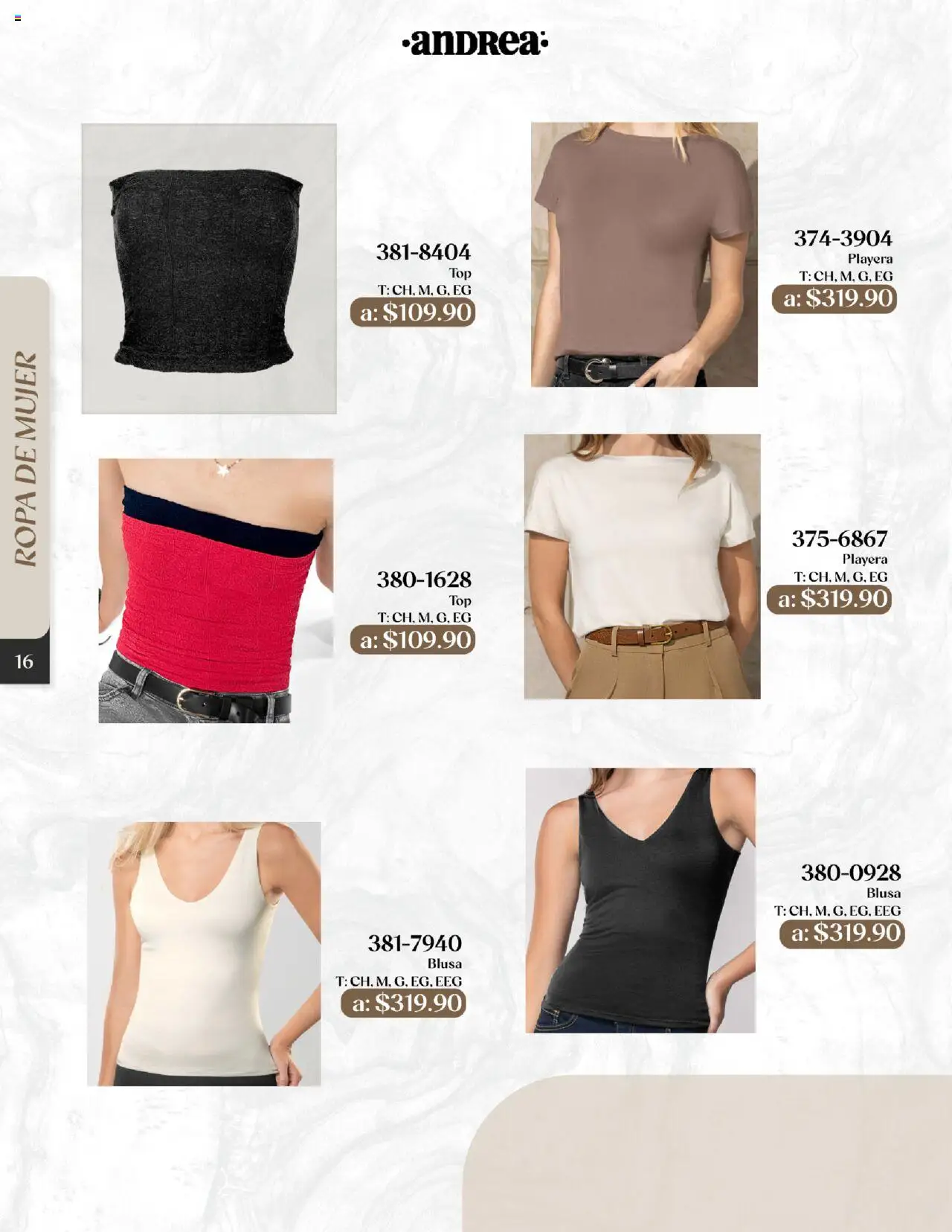 Nuevas ofertas de Andrea válidas en toda la República Mexicana desde el 24.08.2025. ¡Encuentra las mejores ofertas en Andrea - Catálogo Esenciales de Otoño! | Página: 16 | Productos: Blusa, Ropa, Playera