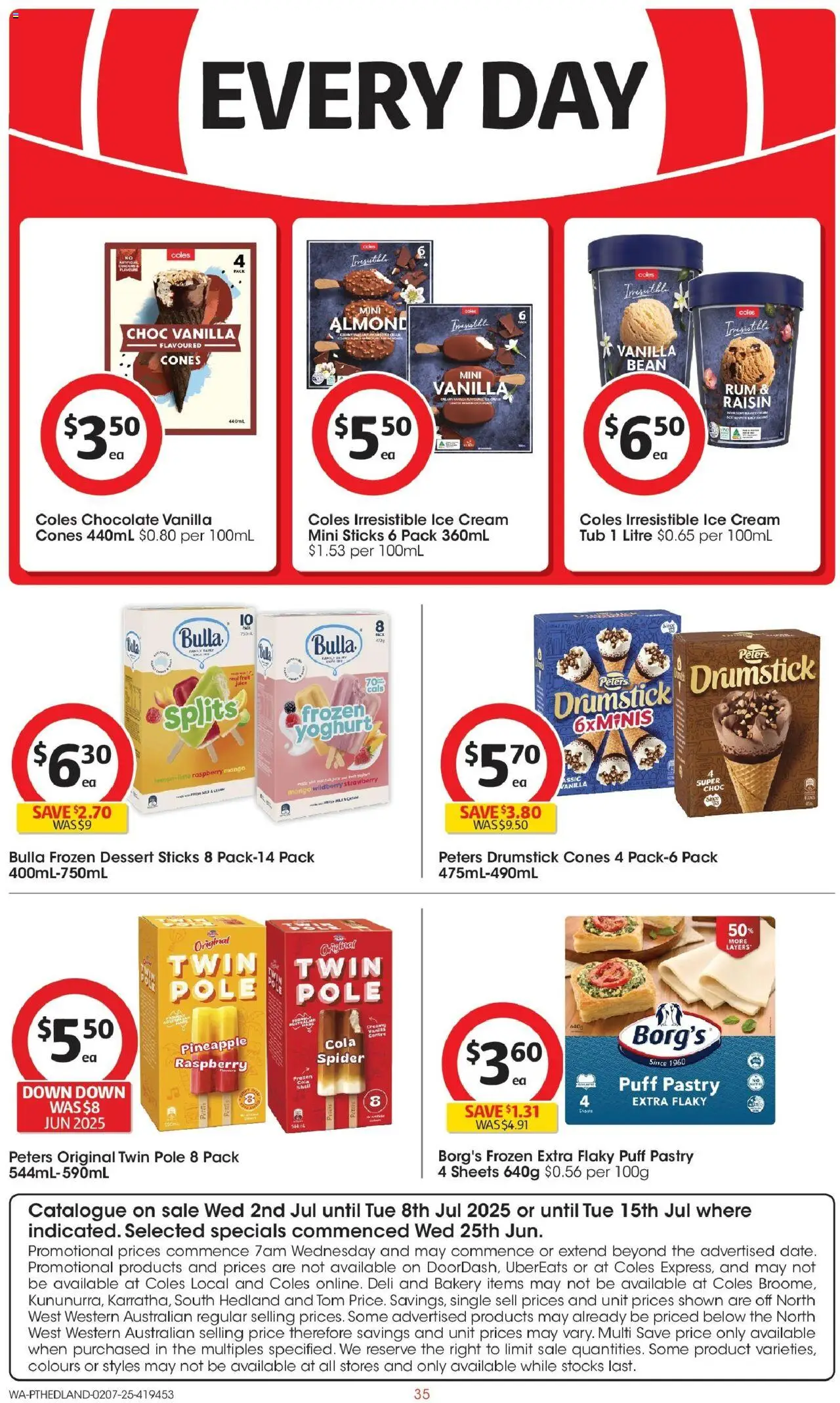 Coles catalogue - valid from 02.07.2025 | Page: 35 | Products: Pineapple, Pastry, Ice cream, Raspberry