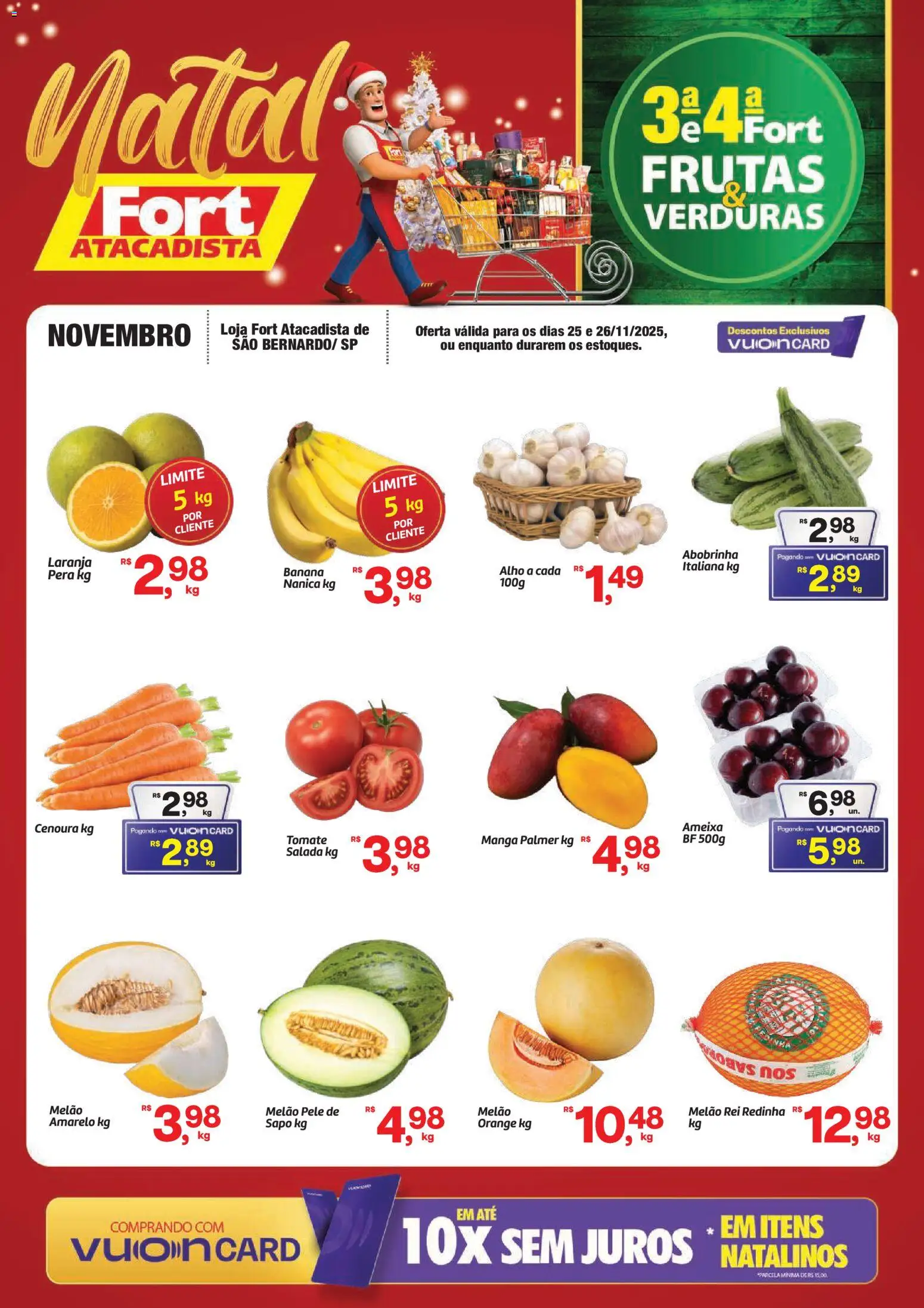 Fort Atacadista Folheto - válido de 25.11.2025 | Página: 1 | Produtos: Melão, Pera, Salada, Ameixa