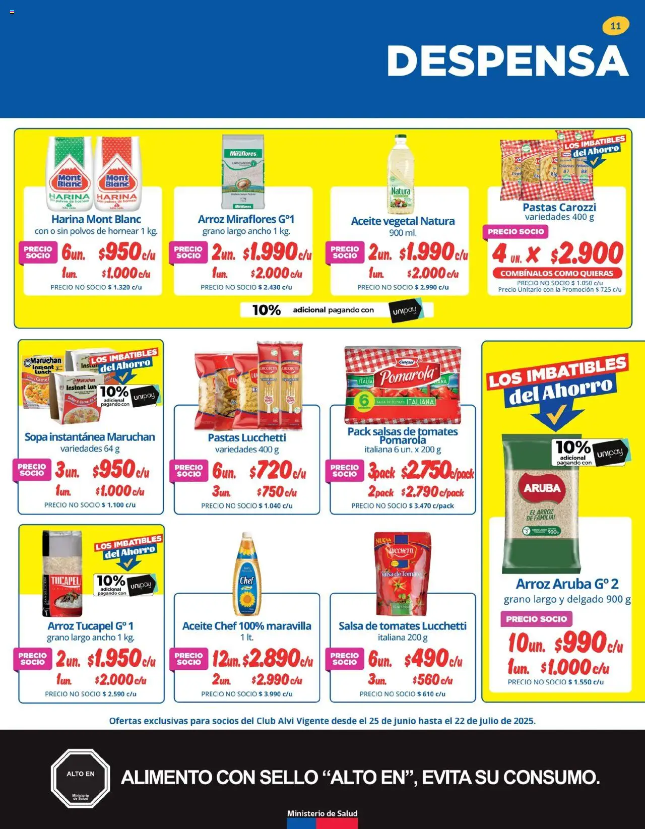 Alvi catálogo │ válido desde el 25.06.2025 | Página: 11 | Productos: Sopa, Harina, Arroz, Aceite