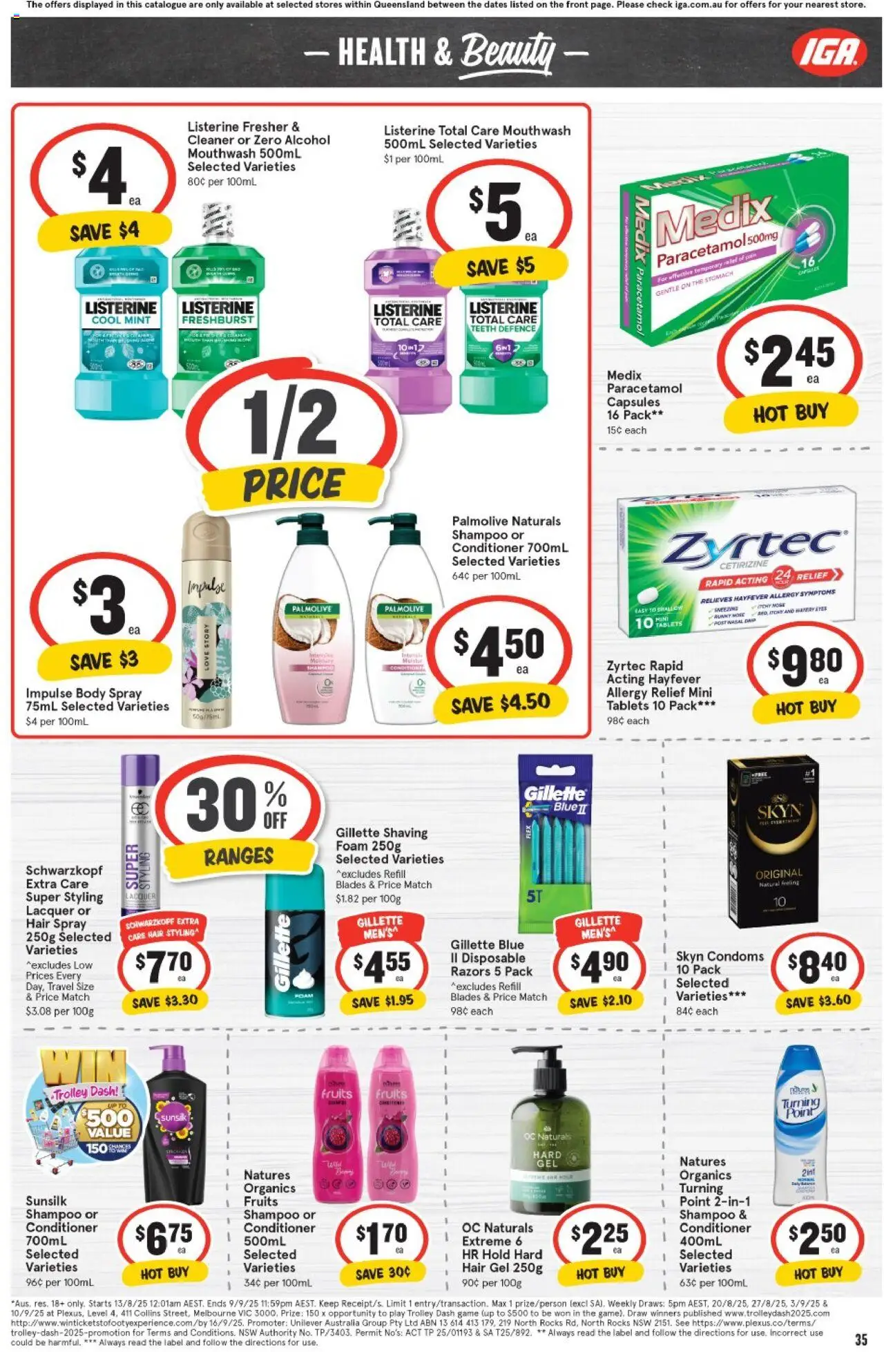 IGA catalogue - valid from 27.08.2025 | Page: 35 | Products: Cleaner, Mouthwash, Hair gel, Game