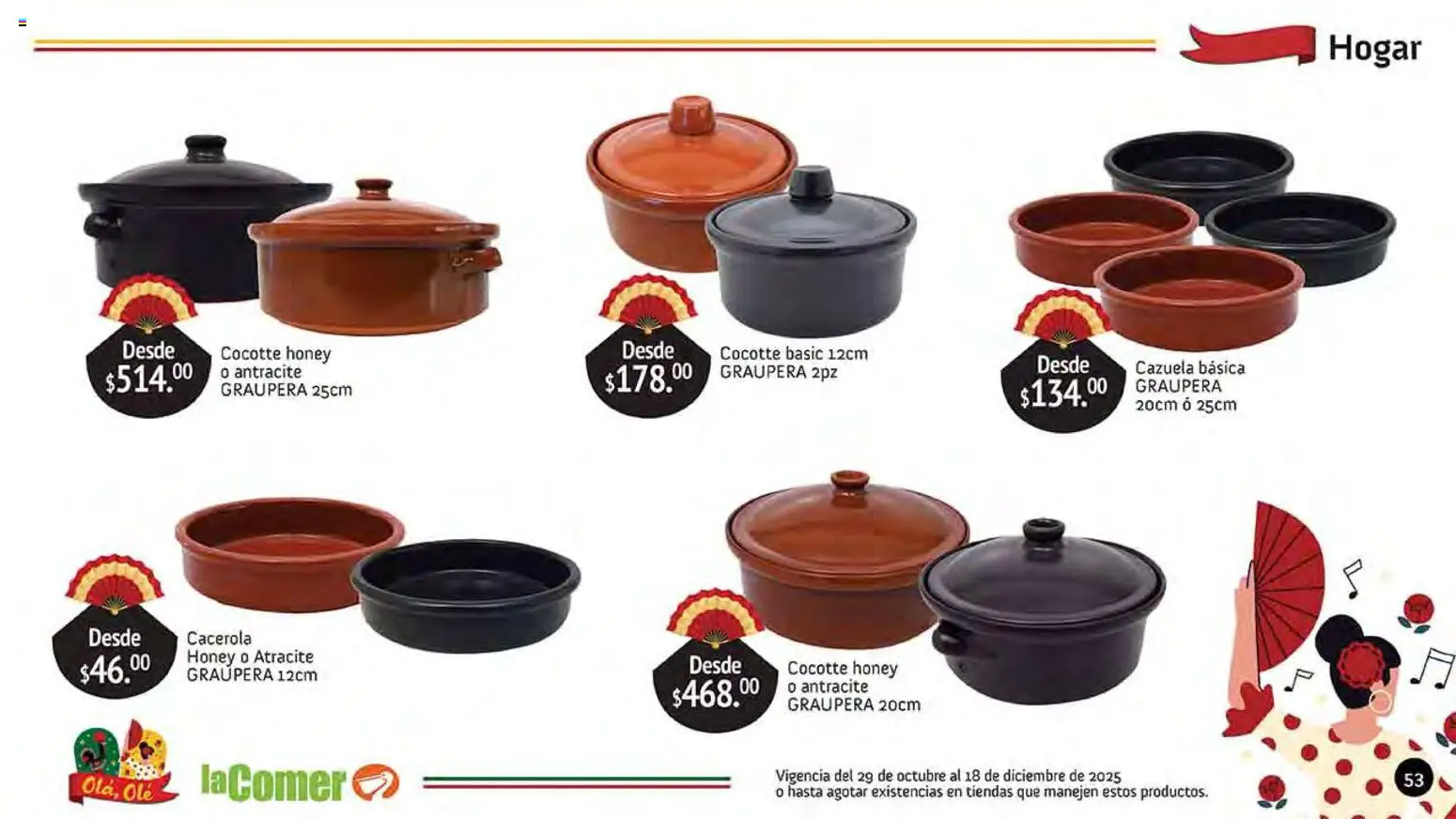 Nuevas ofertas de La Comer válidas en toda la República Mexicana desde el 29.10.2025. ¡Encuentra las mejores ofertas en La Comer folleto Olá, Olé! | Página: 53 | Productos: Cacerola