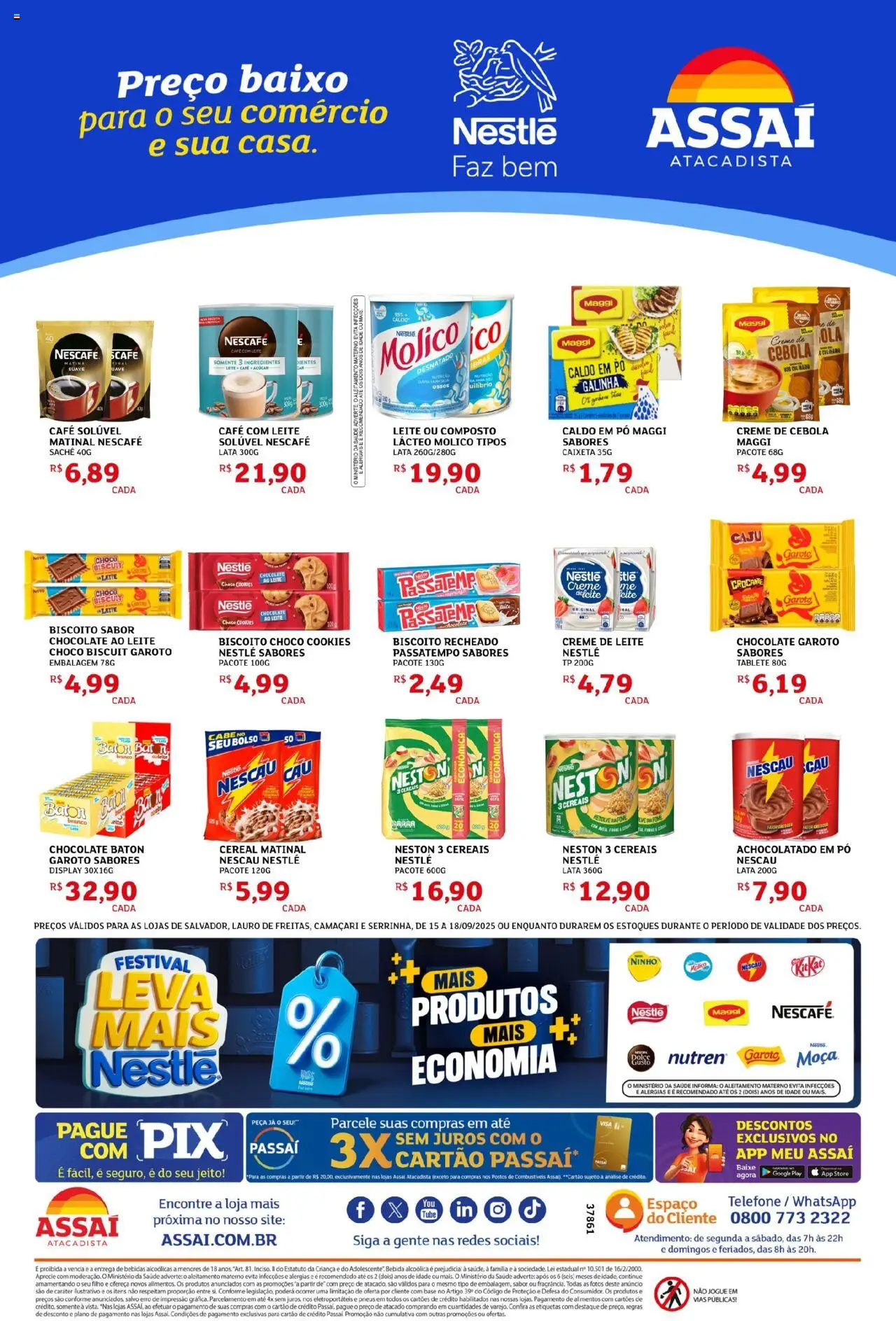 Assaí Atacadista Folheto - válido de 15.09.2025 | Página: 4 | Produtos: Biscoito, Nescau, Leite, Cereais