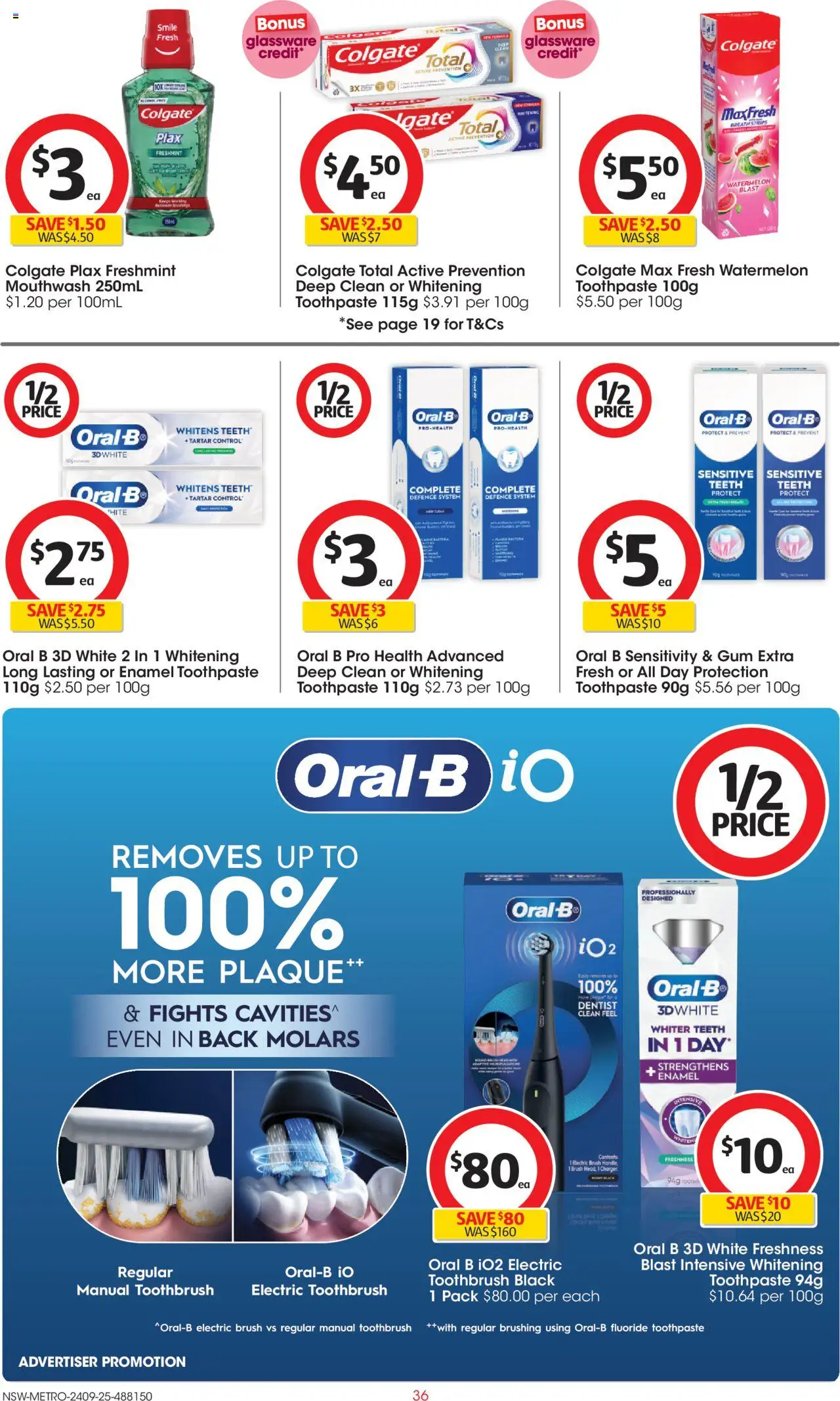 Coles catalogue - valid from 24.09.2025 | Page: 36 | Products: Charger, Glassware, Toothbrush, Watermelon