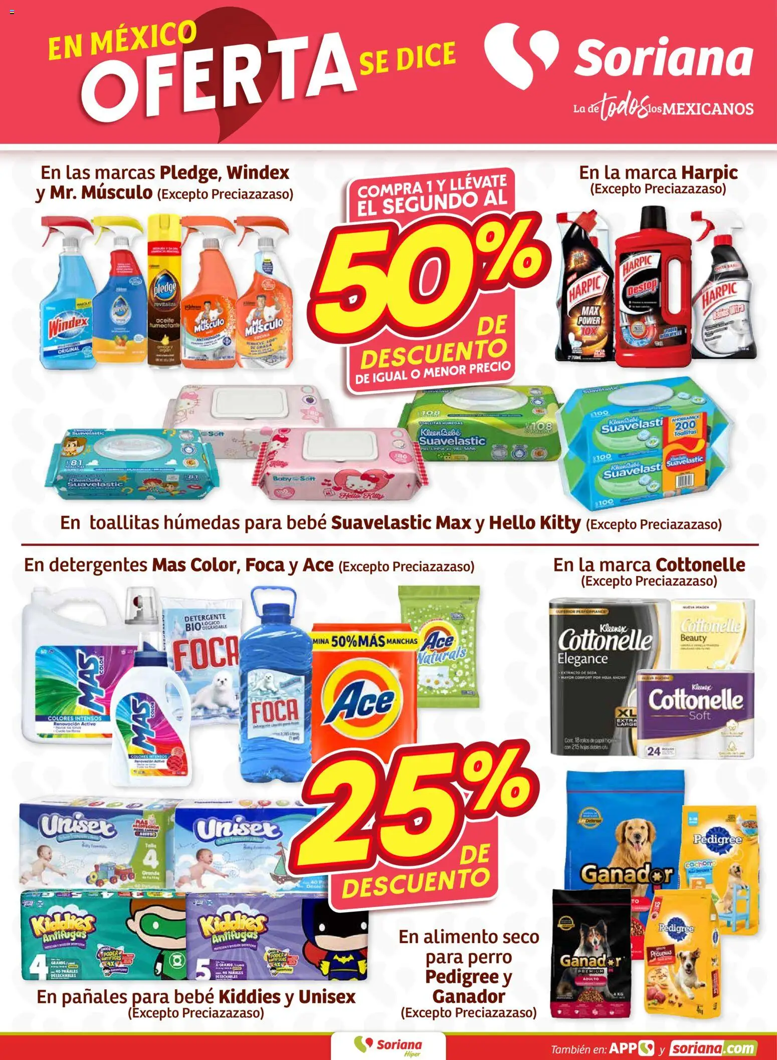 Nuevas ofertas de Soriana válidas en toda la República Mexicana desde el 19.02.2026. ¡Encuentra las mejores ofertas en Soriana - Fin de Semana Híper: Chih, Delicias, Dur y Coah (excepto Saltillo)! | Página: 6 | Productos: Detergente, Toallitas húmedas, Pañales