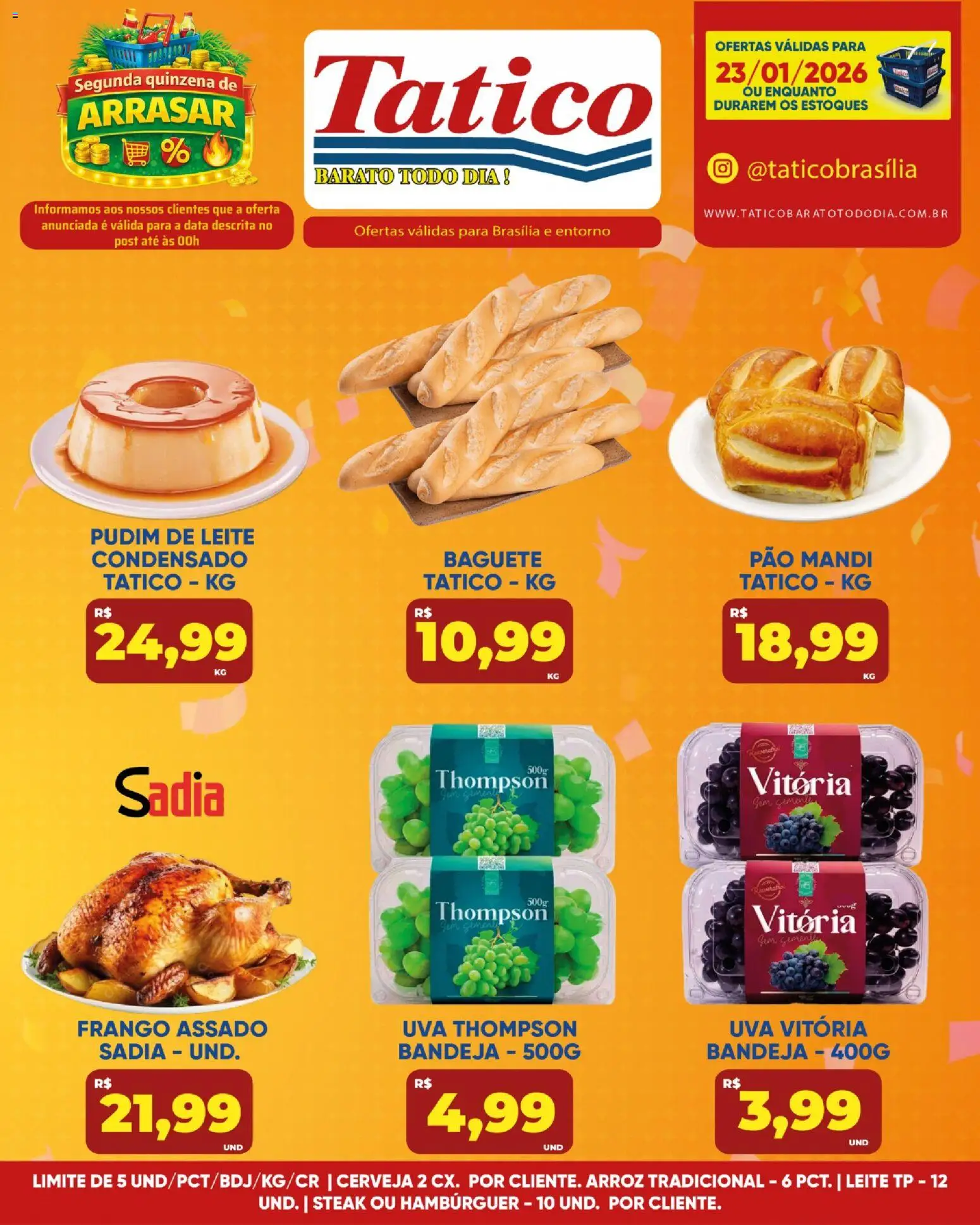 Tatico Folheto - válido de 23.01.2026 | Página: 8 | Produtos: Leite, Pão, Arroz, Leite condensado