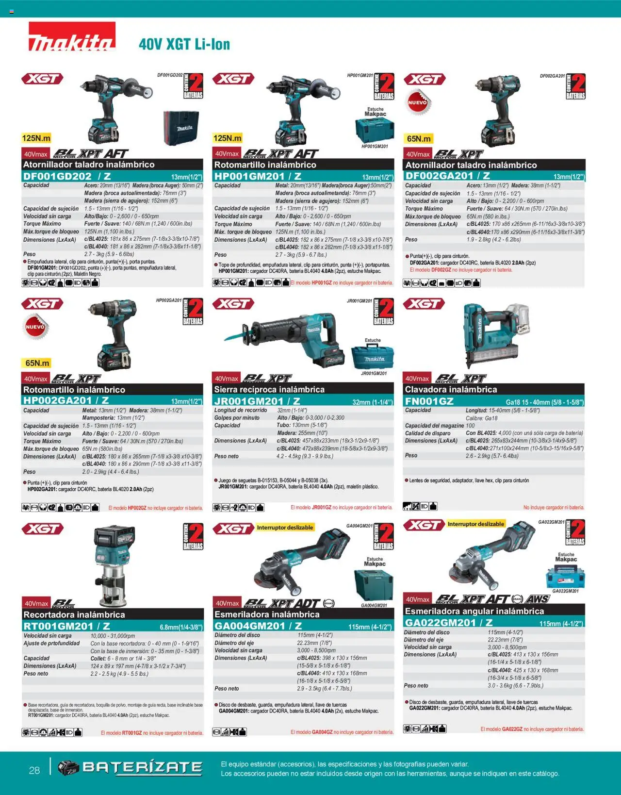 Nuevas ofertas de Makita válidas en toda la República Mexicana desde el 07.10.2024. ¡Encuentra las mejores ofertas en Makita catálogo Líneas de Ensamble! | Página: 28 | Productos: Lentes, Taladro, Cargador, Batería