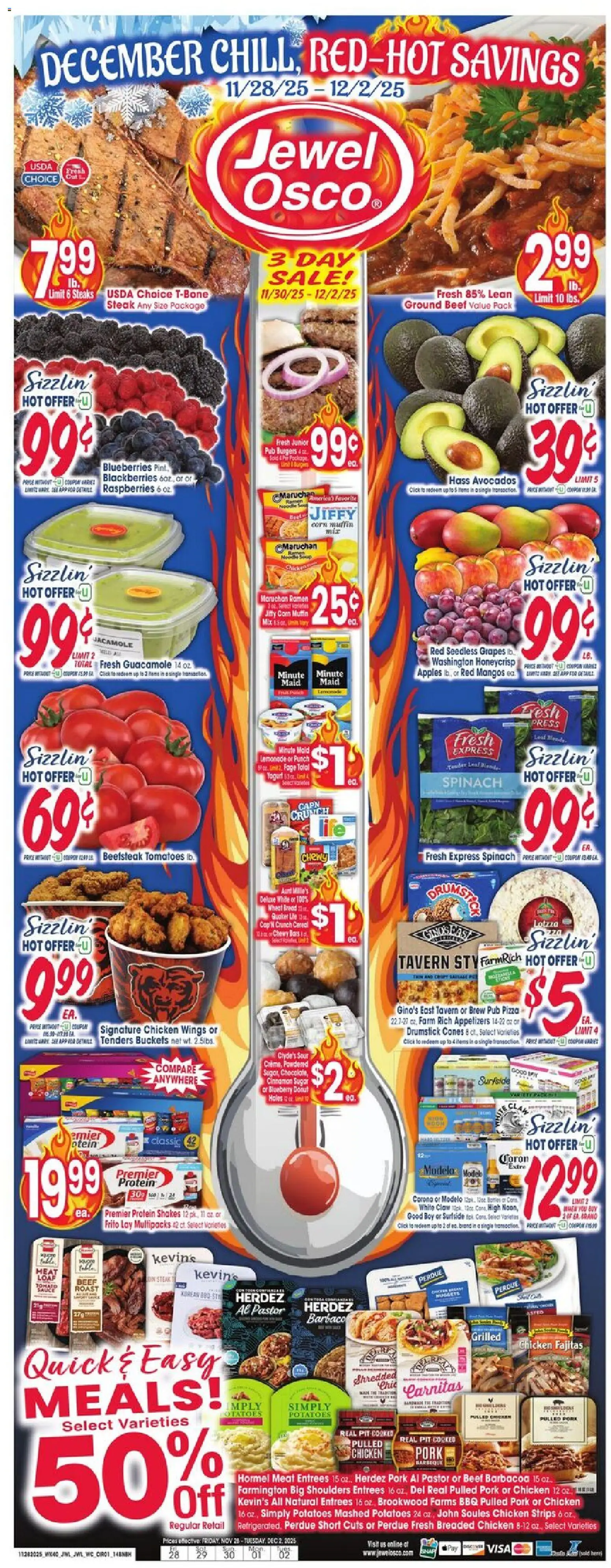 Jewel Osco Black Friday - valid from 28.11.2025 | Page: 1 | Products: Beef, Potatoes, Sugar, Grapes